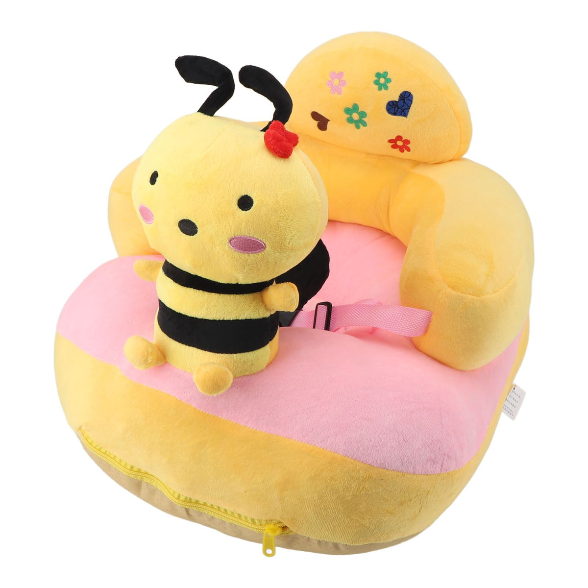 Baby Learn Sitting Support Seats Anti Fall Anti Side Turning Rechargeable Plush Baby Learning to Sit Chair for Indoor Outdoor Bee