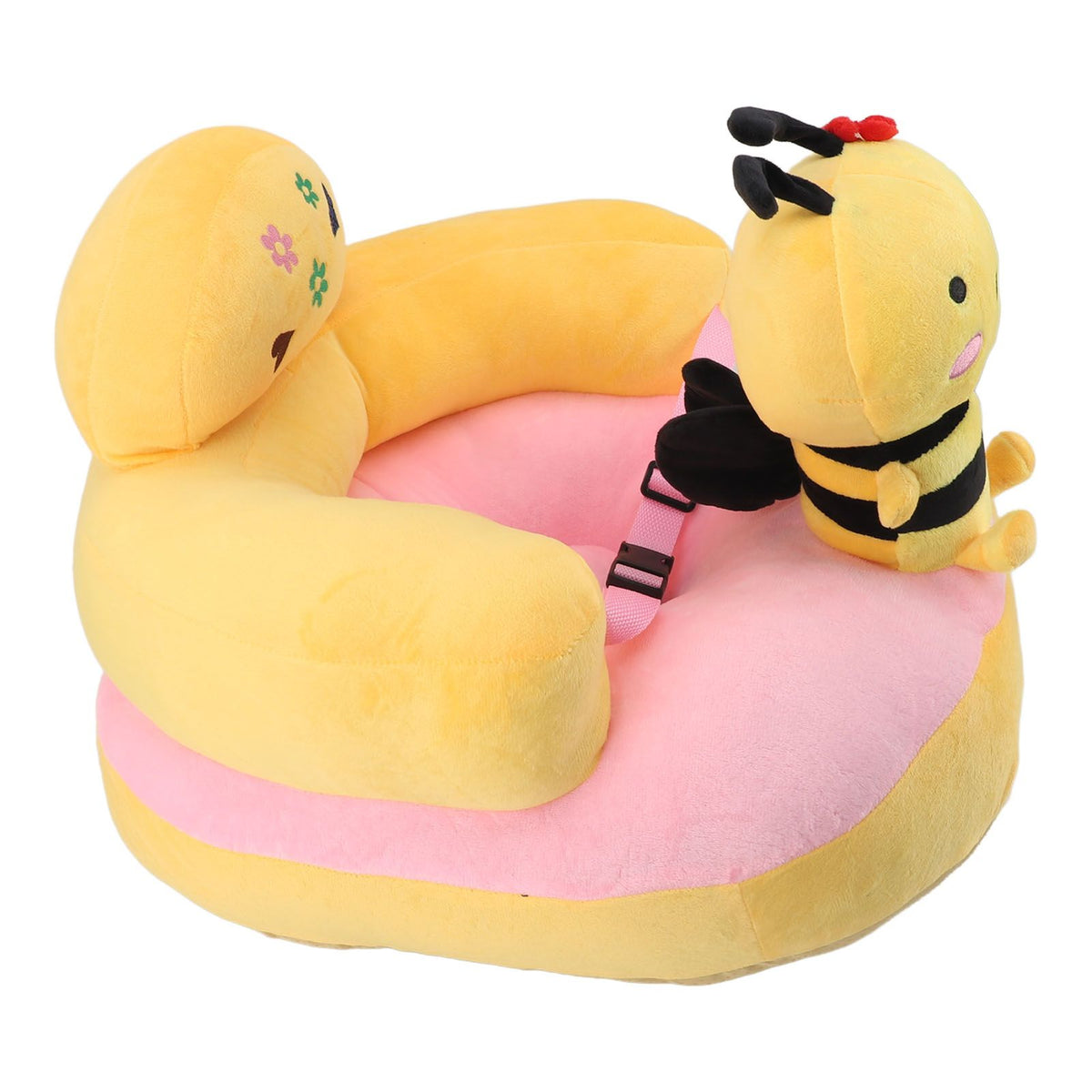 Baby Learn Sitting Support Seats Anti Fall Anti Side Turning Rechargeable Plush Baby Learning to Sit Chair for Indoor Outdoor Bee