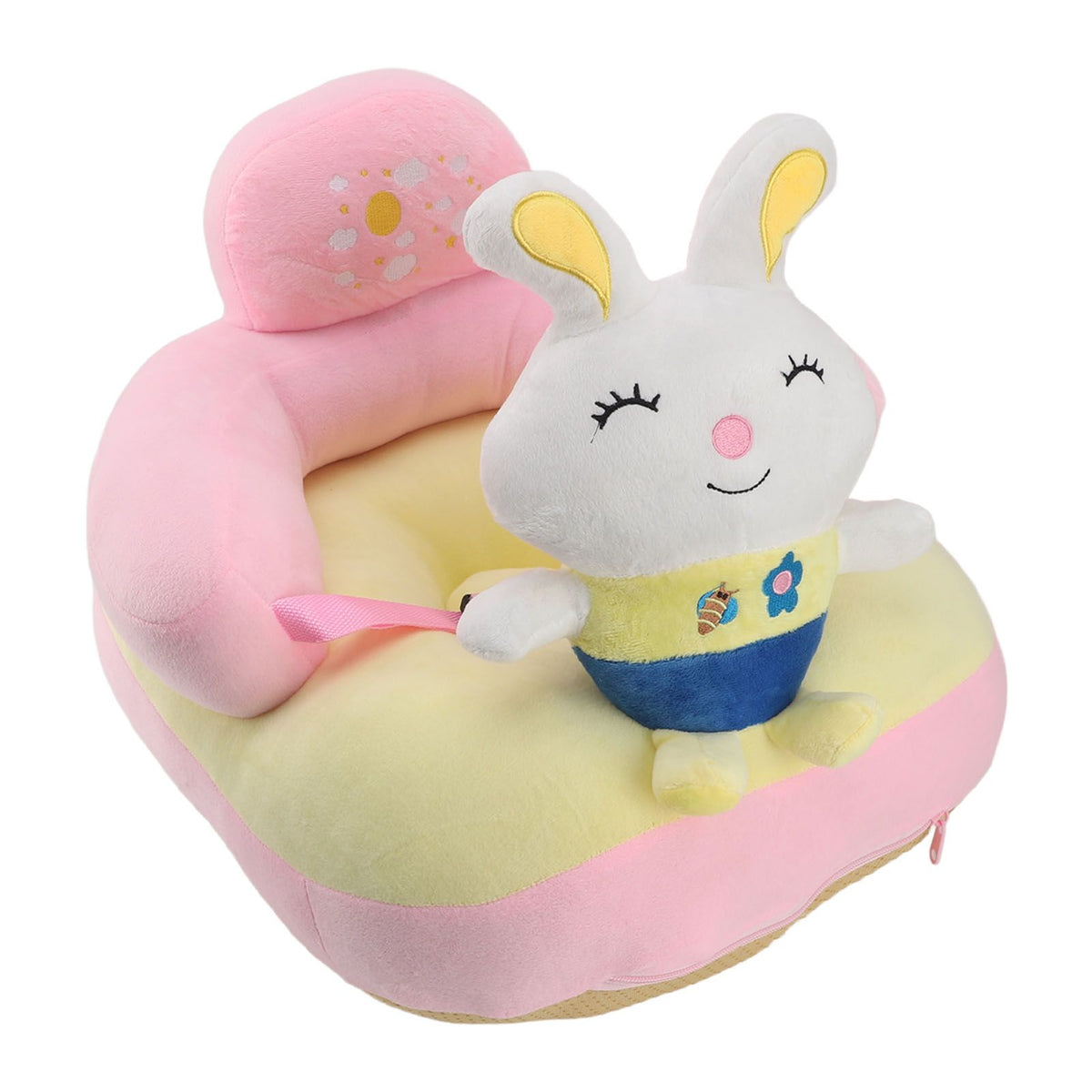 Baby Learn Sitting Support Seats Anti Fall Anti Side Turning Rechargeable Plush Baby Learning to Sit Chair for Indoor Outdoor Rabbit