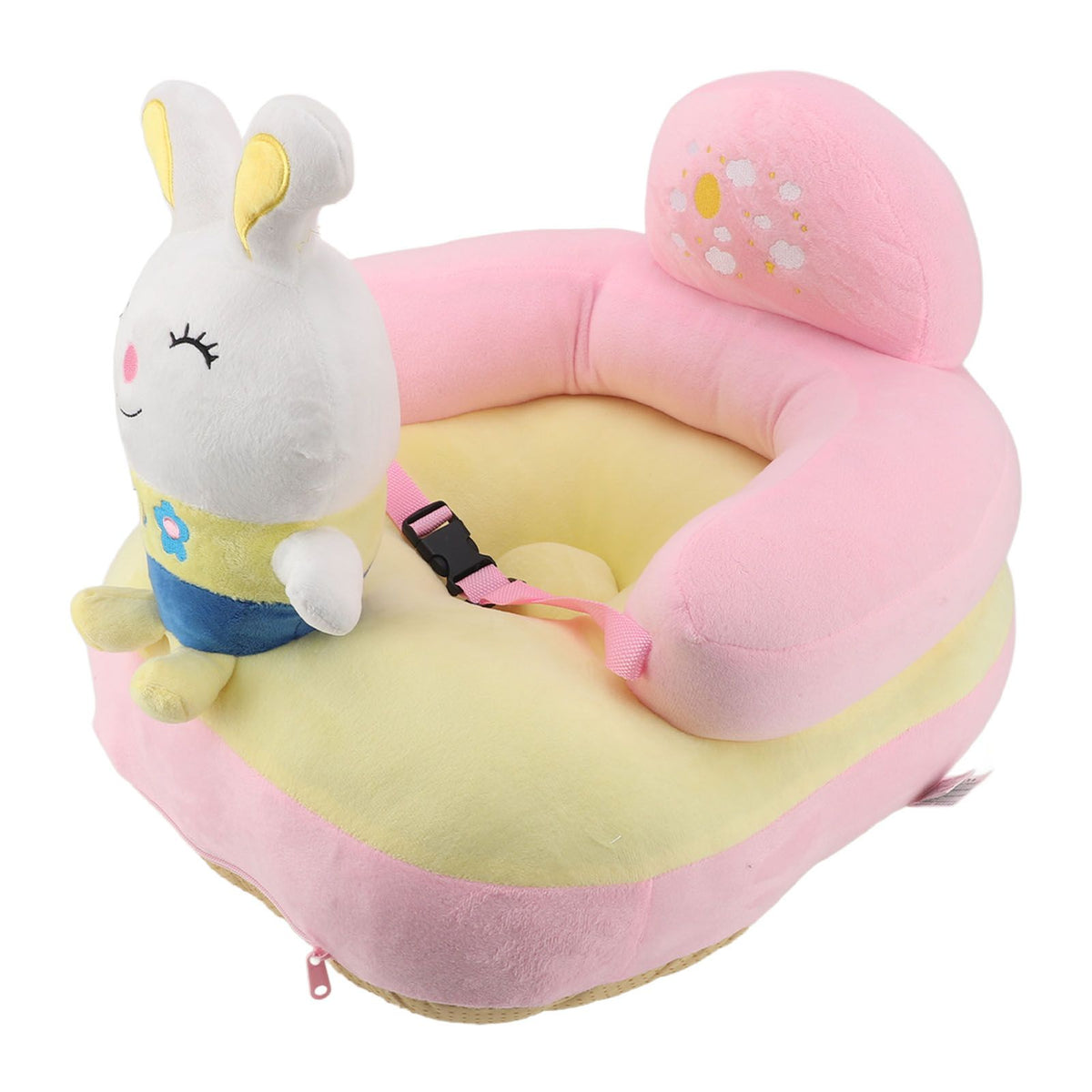 Baby Learn Sitting Support Seats Anti Fall Anti Side Turning Rechargeable Plush Baby Learning to Sit Chair for Indoor Outdoor Rabbit
