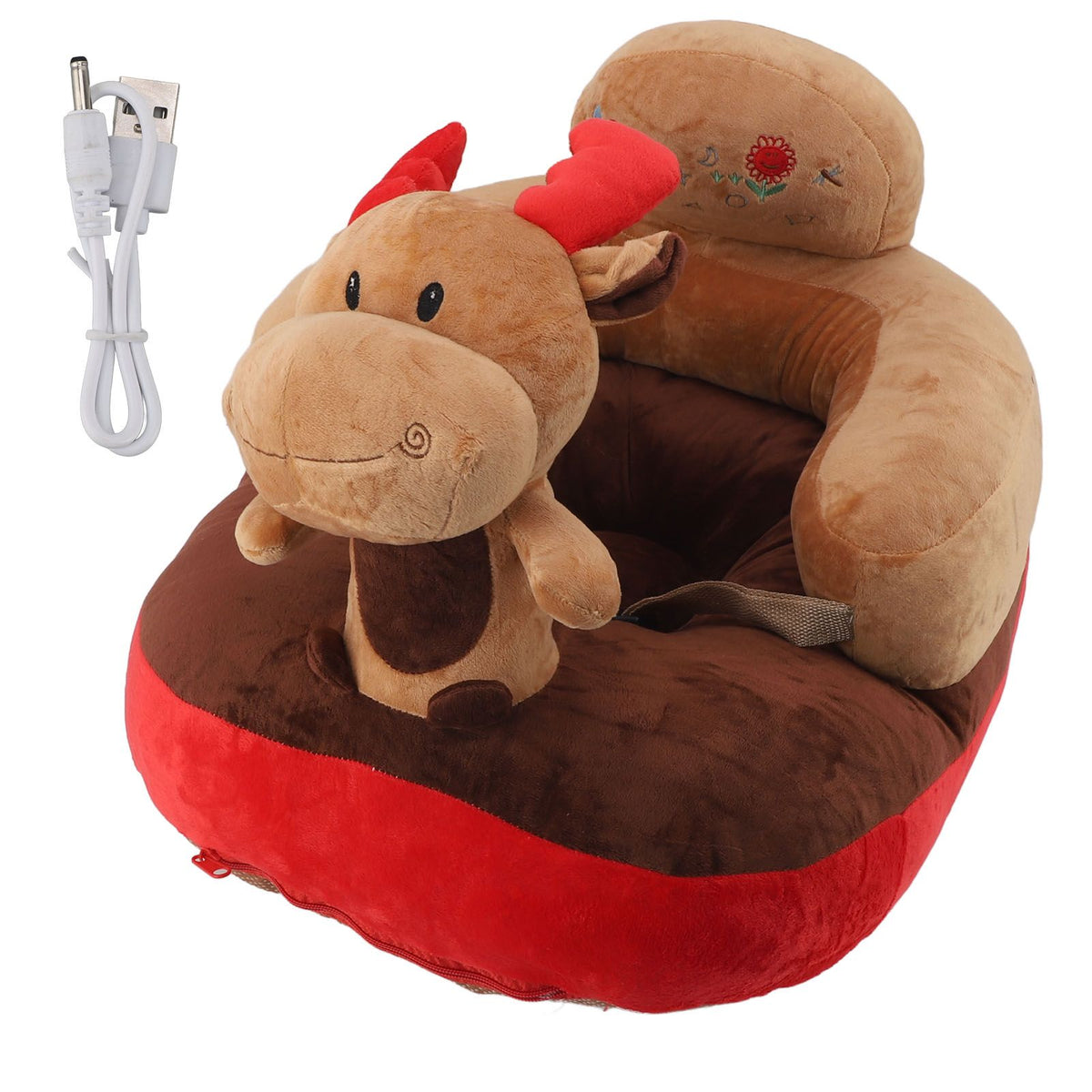 Baby Support Seat Sofa Soft Plush Comfortable Adjustable Angles Bluetooth Function Baby Sitting Support for Indoor Deer