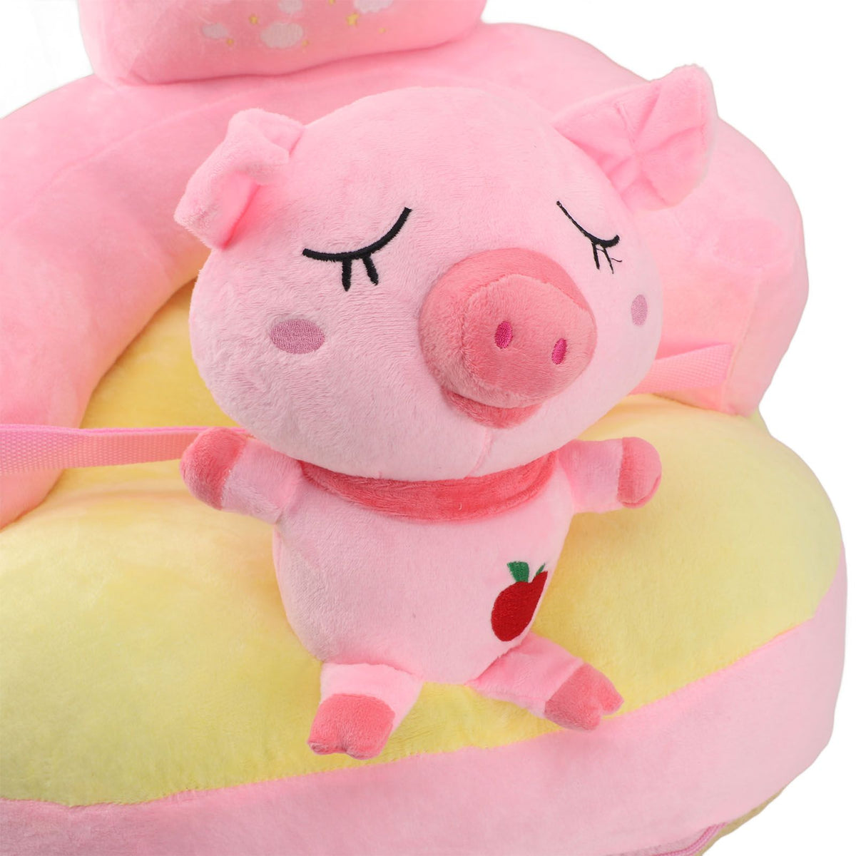 Baby Support Seat Sofa Soft Plush Comfortable Adjustable Angles Bluetooth Function Baby Sitting Support for Indoor Pink Pig