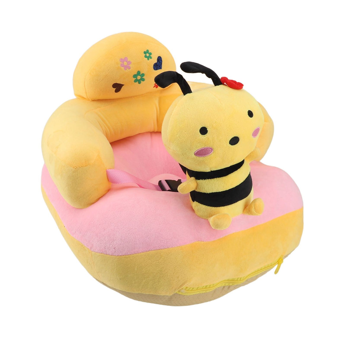 Baby Sofa Chair Floor Support Seat Bluetooth Plush Cute Cartoon Animal Adjustable Baby Learn to Sit Up Chair with USB Cable for Toddlers Boys Girls Bee