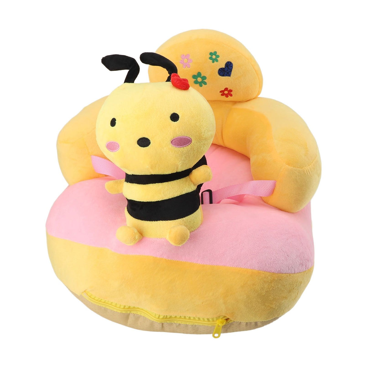 Baby Sofa Chair Floor Support Seat Bluetooth Plush Cute Cartoon Animal Adjustable Baby Learn to Sit Up Chair with USB Cable for Toddlers Boys Girls Bee