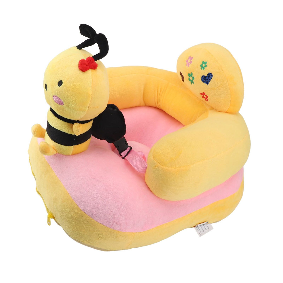 Baby Sofa Chair Floor Support Seat Bluetooth Plush Cute Cartoon Animal Adjustable Baby Learn to Sit Up Chair with USB Cable for Toddlers Boys Girls Bee