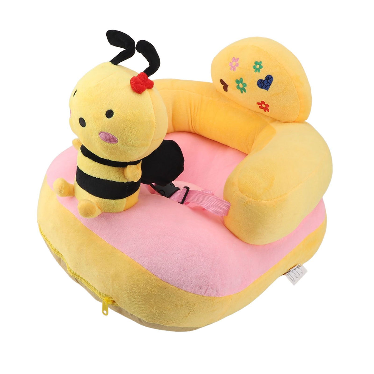 Baby Sofa Chair Floor Support Seat Bluetooth Plush Cute Cartoon Animal Adjustable Baby Learn to Sit Up Chair with USB Cable for Toddlers Boys Girls Bee