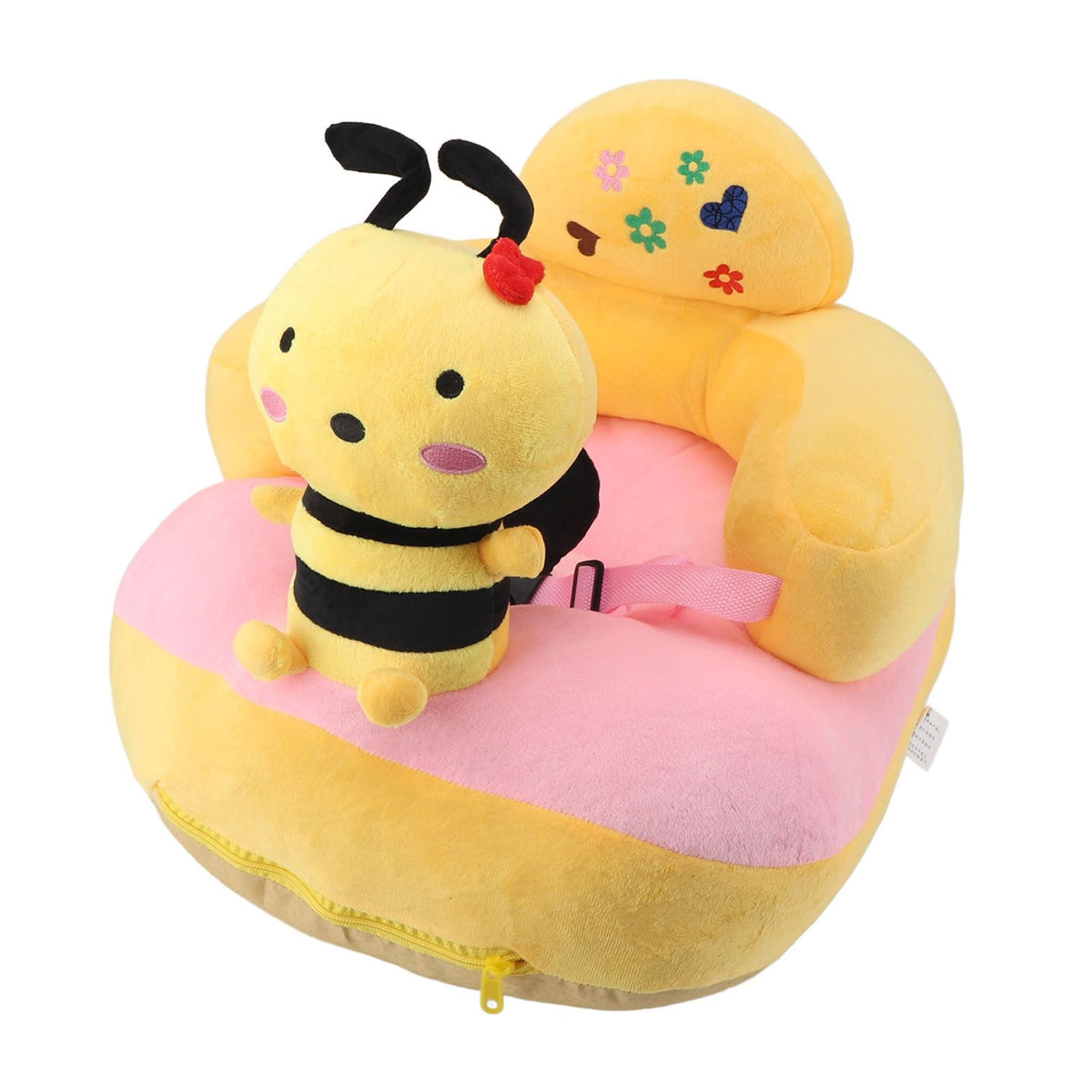 Baby Sofa Chair Floor Support Seat Bluetooth Plush Cute Cartoon Animal Adjustable Baby Learn to Sit Up Chair with USB Cable for Toddlers Boys Girls Bee