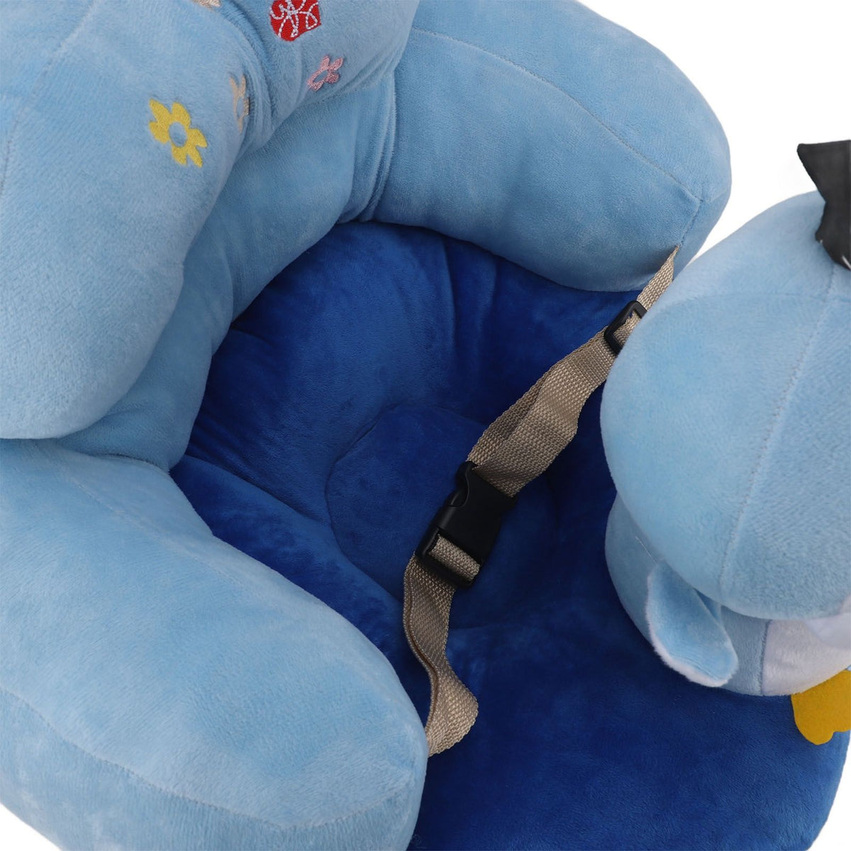 Baby Sofa Chair Floor Support Seat Bluetooth Plush Cute Cartoon Animal Adjustable Baby Learn to Sit Up Chair with USB Cable for Toddlers Boys Girls Blue Penguin