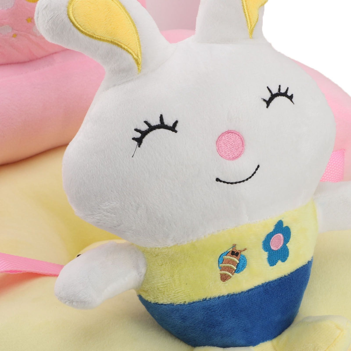 Baby Sofa Chair Floor Support Seat Bluetooth Plush Cute Cartoon Animal Adjustable Baby Learn to Sit Up Chair with USB Cable for Toddlers Boys Girls Bunny