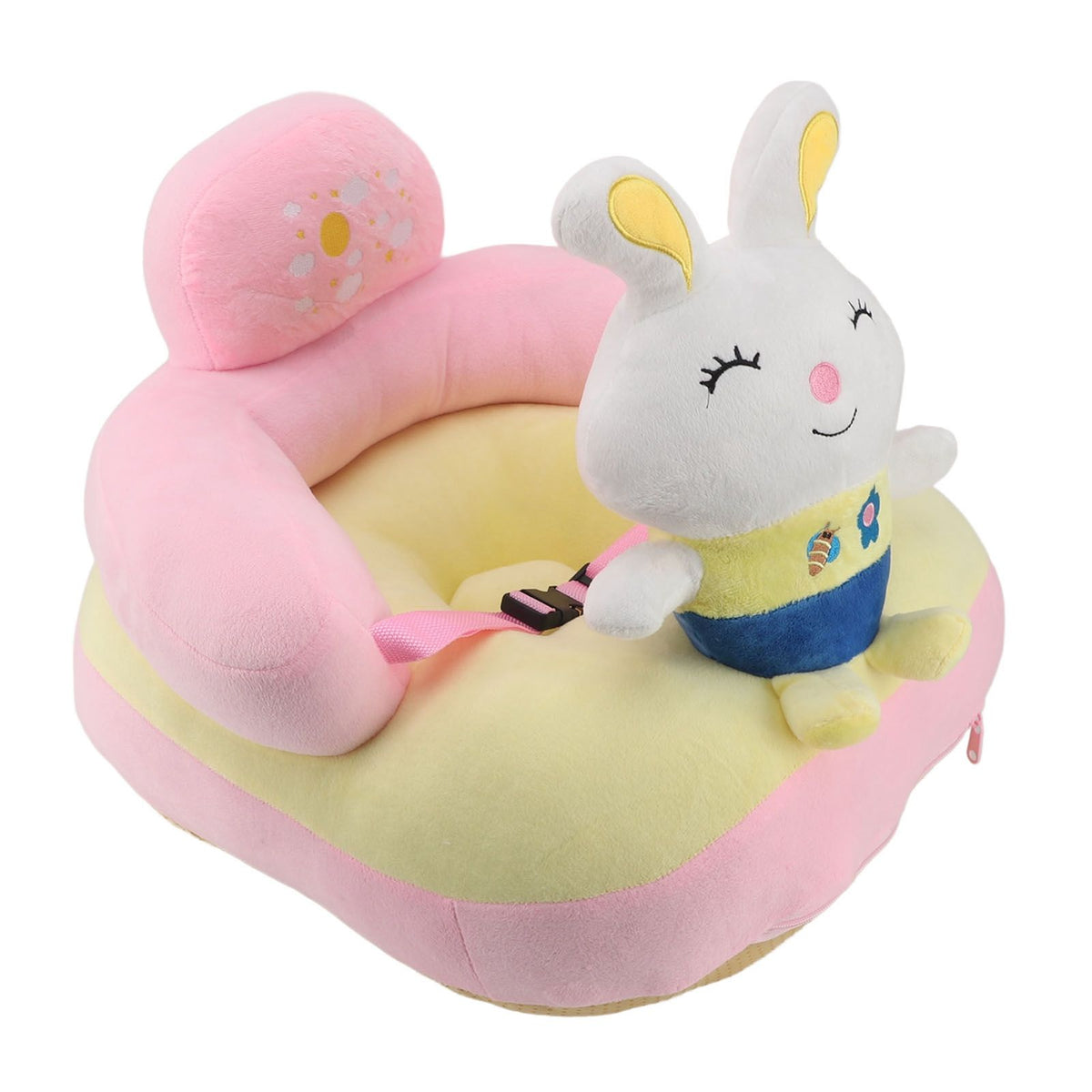 Baby Sofa Chair Floor Support Seat Bluetooth Plush Cute Cartoon Animal Adjustable Baby Learn to Sit Up Chair with USB Cable for Toddlers Boys Girls Bunny