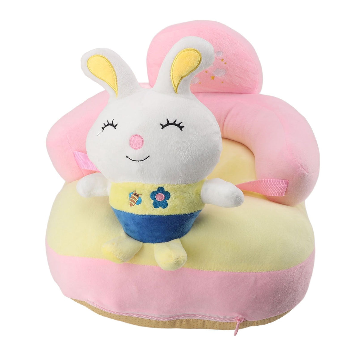 Baby Sofa Chair Floor Support Seat Bluetooth Plush Cute Cartoon Animal Adjustable Baby Learn to Sit Up Chair with USB Cable for Toddlers Boys Girls Bunny