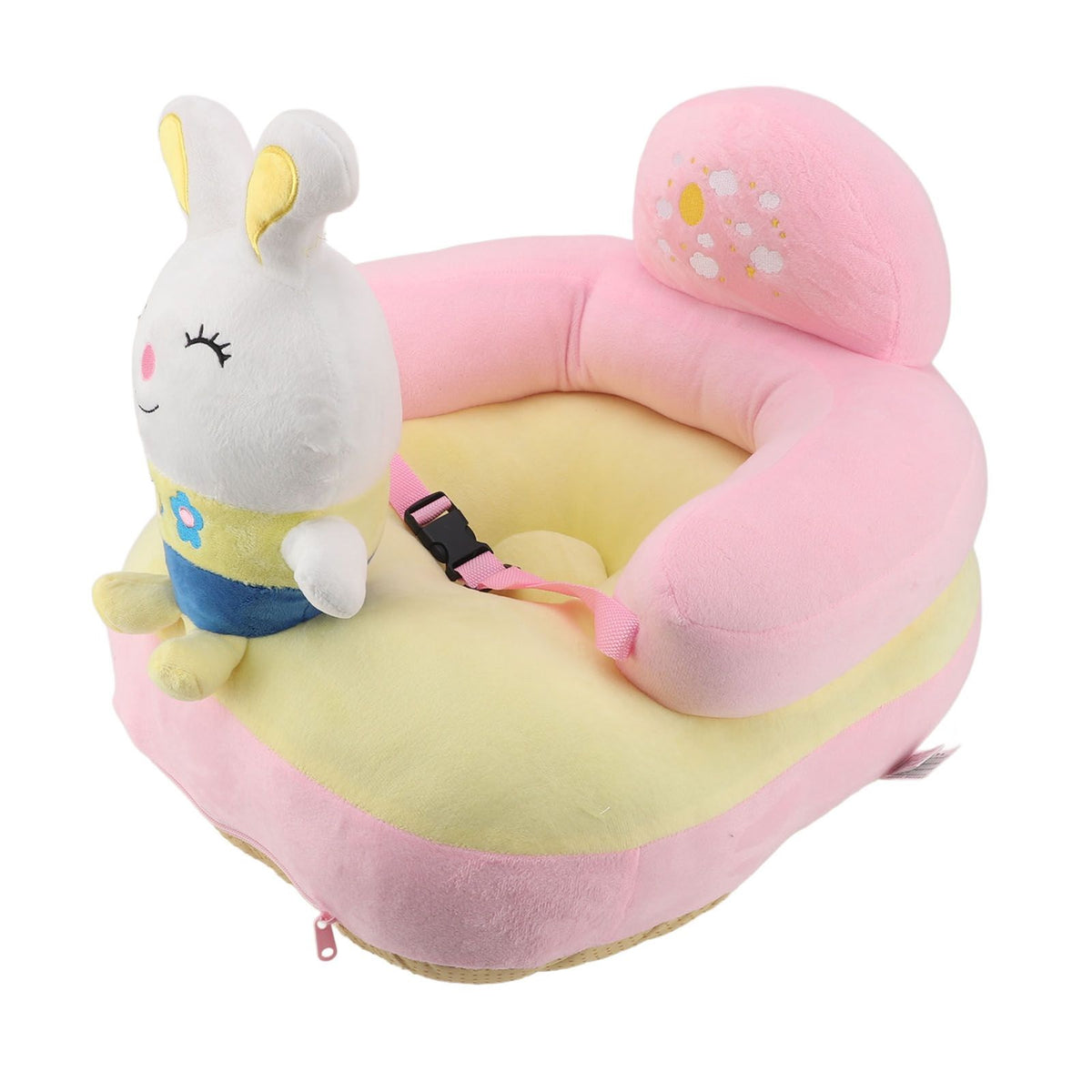 Baby Sofa Chair Floor Support Seat Bluetooth Plush Cute Cartoon Animal Adjustable Baby Learn to Sit Up Chair with USB Cable for Toddlers Boys Girls Bunny