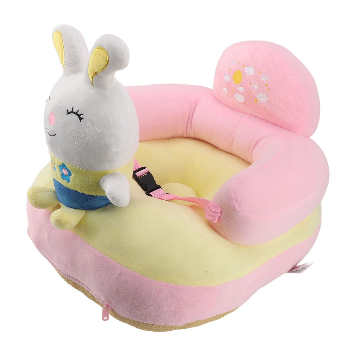 Baby Sofa Chair Floor Support Seat Bluetooth Plush Cute Cartoon Animal Adjustable Baby Learn to Sit Up Chair with USB Cable for Toddlers Boys Girls Bunny
