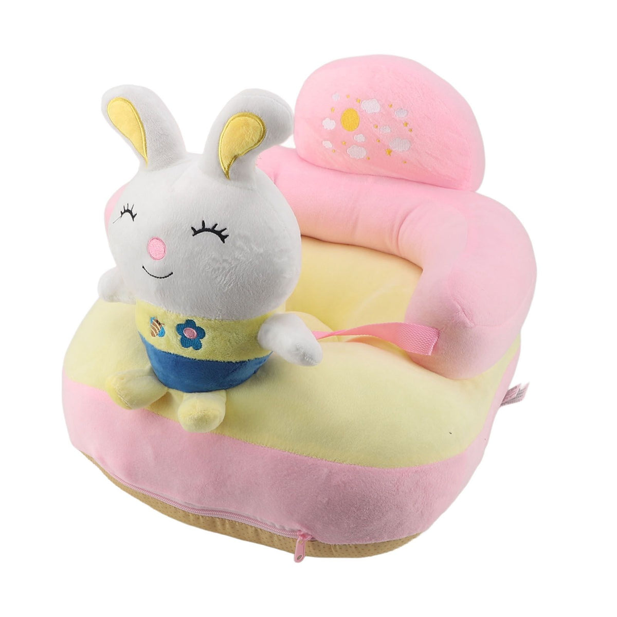 Baby Sofa Chair Floor Support Seat Bluetooth Plush Cute Cartoon Animal Adjustable Baby Learn to Sit Up Chair with USB Cable for Toddlers Boys Girls Bunny