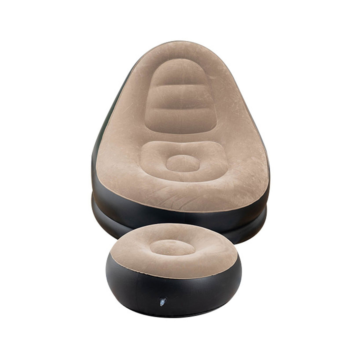 Inflatable Deck Chair Thick Lounger Sofa with Footrest for Indoor Living Room Bedroom Outdoor Travel Camping Picnic Brown