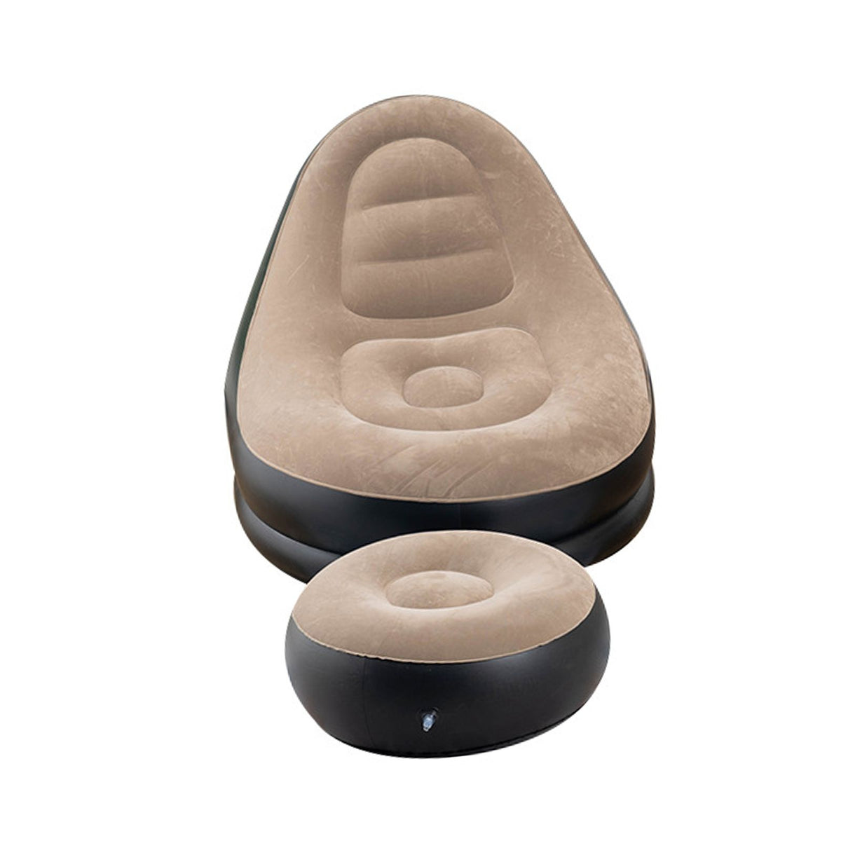 Inflatable Deck Chair Thick Lounger Sofa with Footrest for Indoor Living Room Bedroom Outdoor Travel Camping Picnic Brown