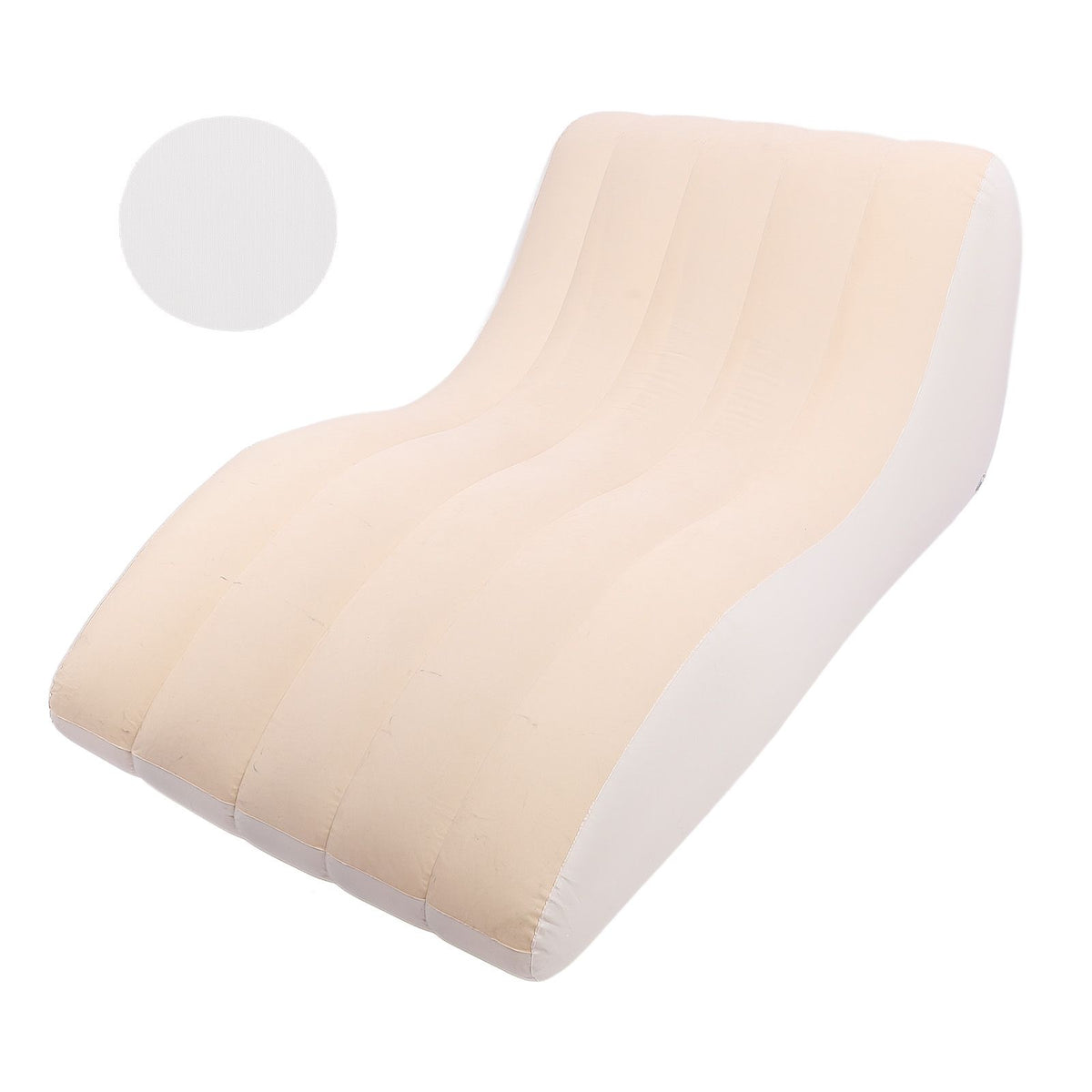 Inflatable Lounger Sofa PVC Comfortable Portable Sleeping Camping Sofa Bed for Home Picnics Hiking Park Travel Beige Coffee