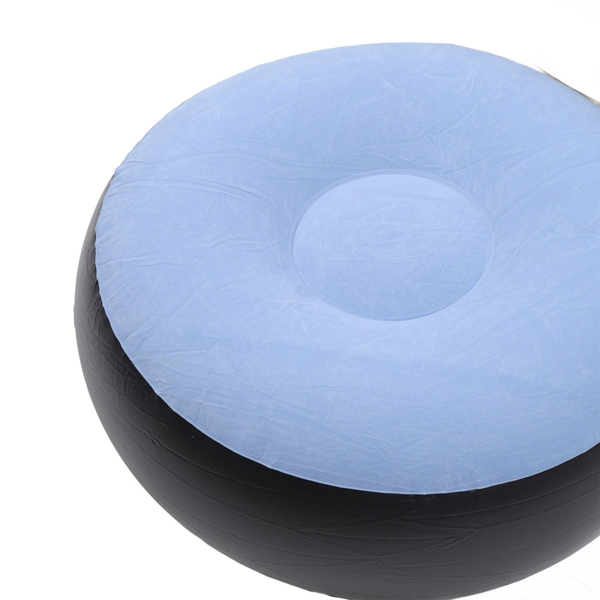 Inflatable Lounge Chair with Foot Stool PVC Flocking Folding Inflatable Couch Blow Up Lounger Sofa Chair for Rooms Camping Home Blue