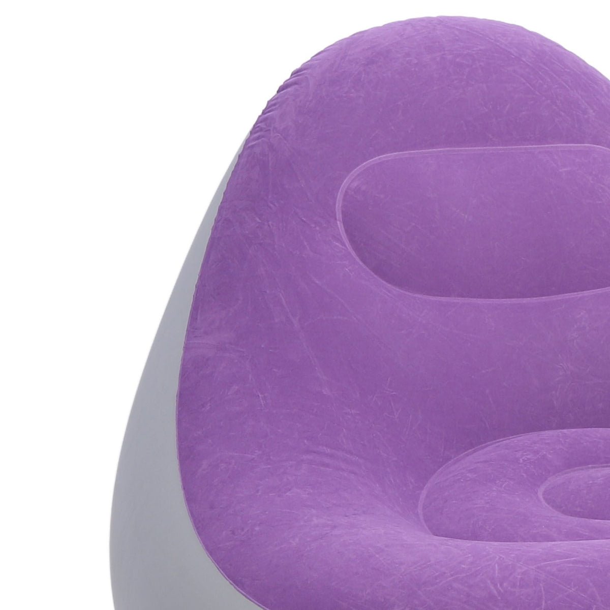 Inflatable Lounge Chair with Foot Stool PVC Flocking Folding Inflatable Couch Blow Up Lounger Sofa Chair for Rooms Camping Home Purple