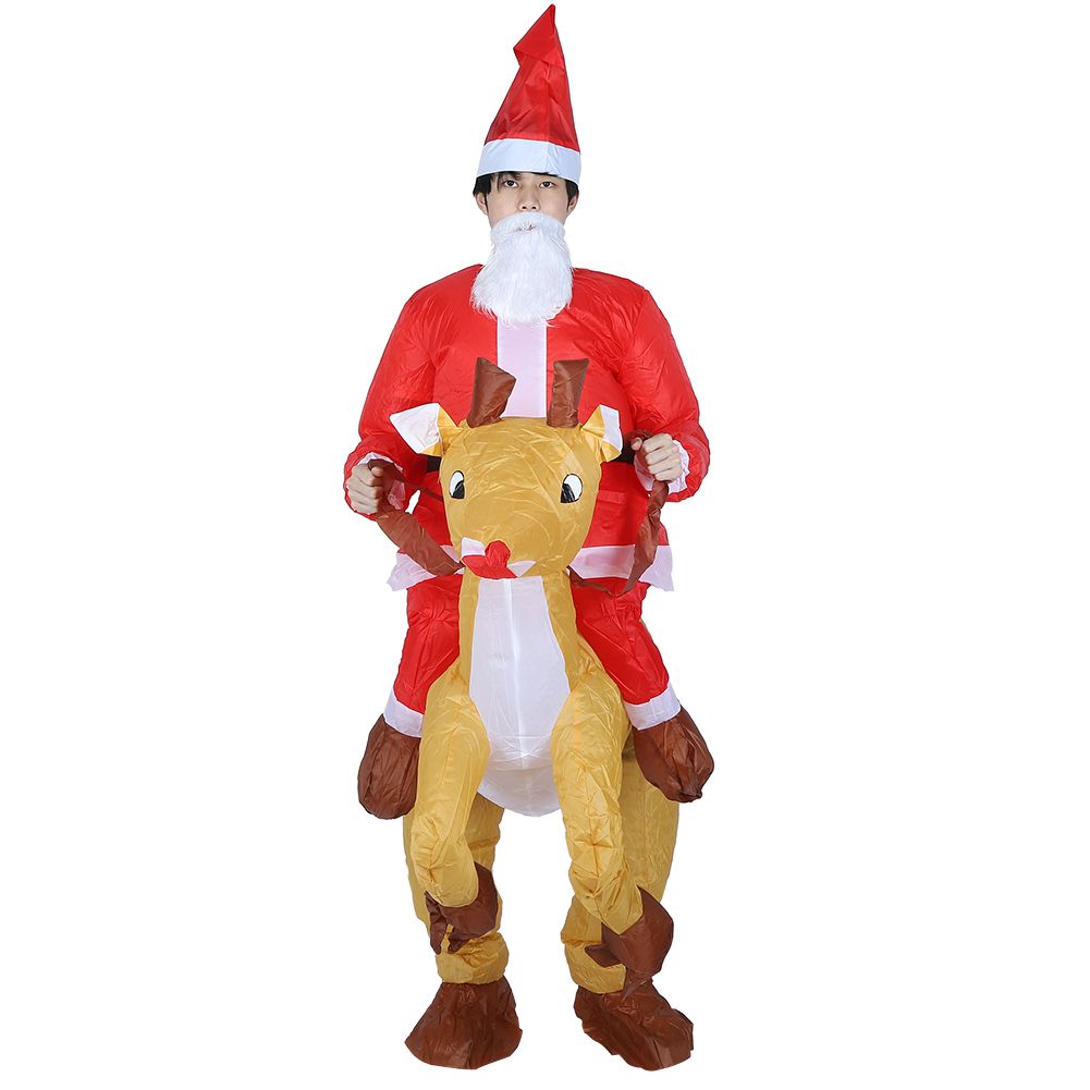 Christmas Santa Claus Cartoon Inflatable Costume for Halloween Festivals Party DecorationSanta Claus with Elk X121