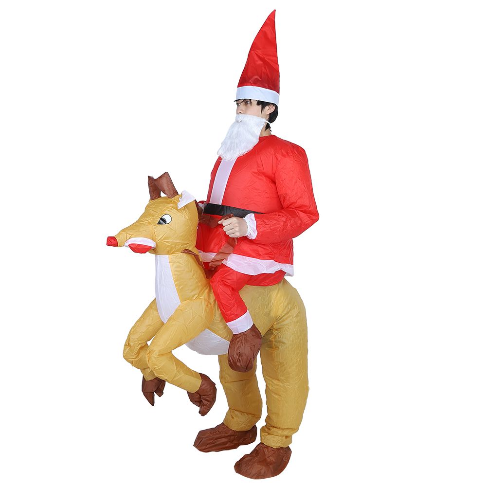 Christmas Santa Claus Cartoon Inflatable Costume for Halloween Festivals Party DecorationSanta Claus with Elk X121