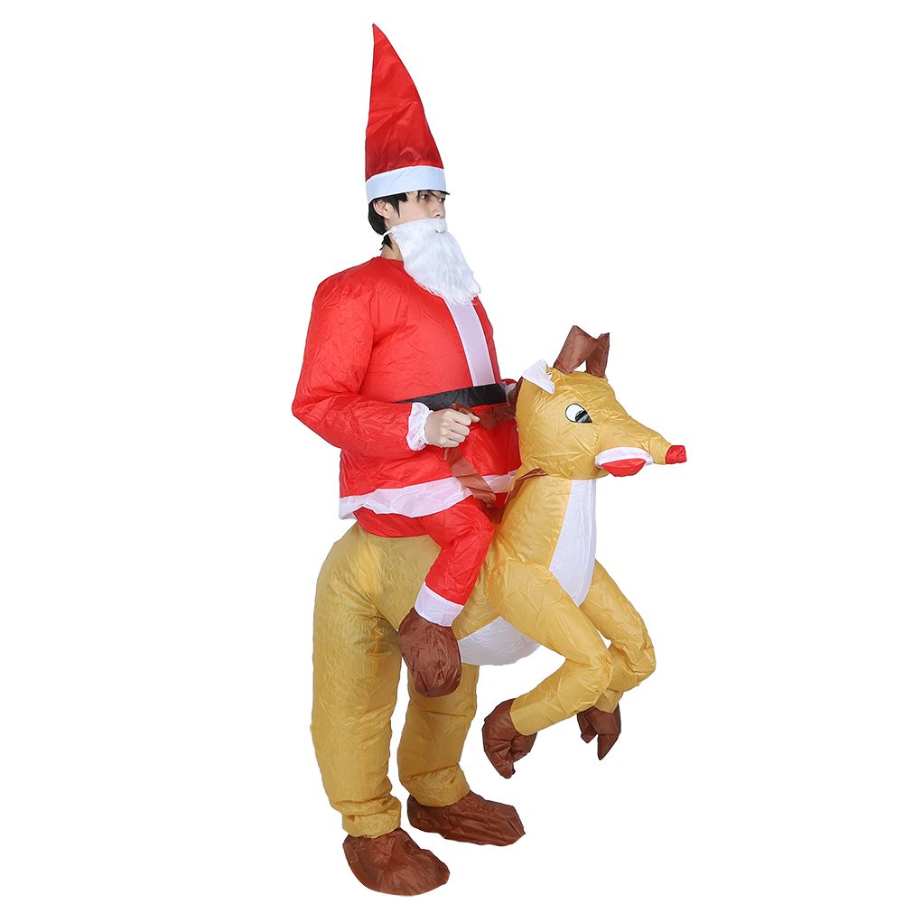 Christmas Santa Claus Cartoon Inflatable Costume for Halloween Festivals Party DecorationSanta Claus with Elk X121