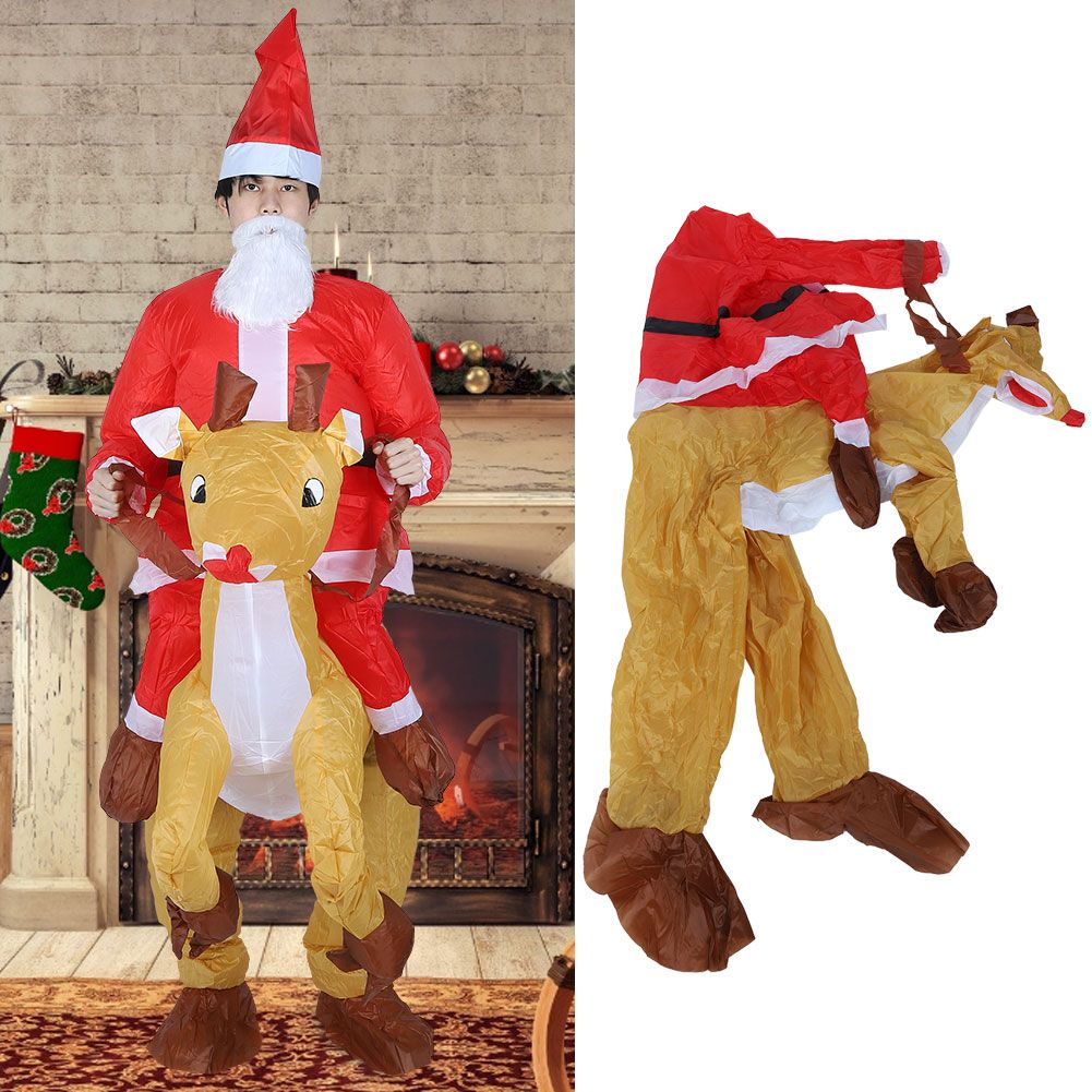 Christmas Santa Claus Cartoon Inflatable Costume for Halloween Festivals Party DecorationSanta Claus with Elk X121