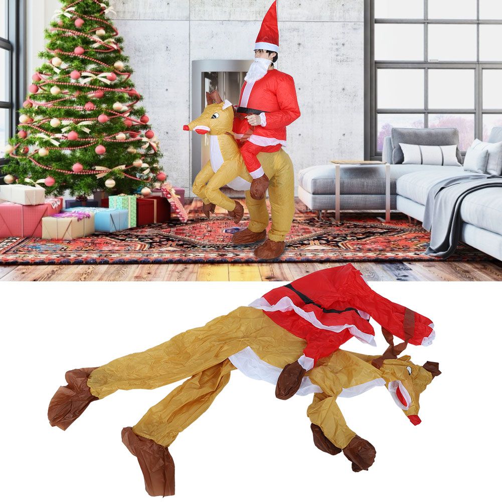Christmas Santa Claus Cartoon Inflatable Costume for Halloween Festivals Party DecorationSanta Claus with Elk X121