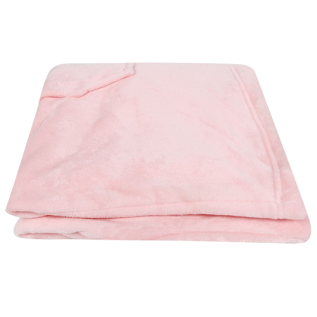 Hooded Blanket Fleece Flannel Hoodie Warm Clothes with Pocket Oversized Free SizePink