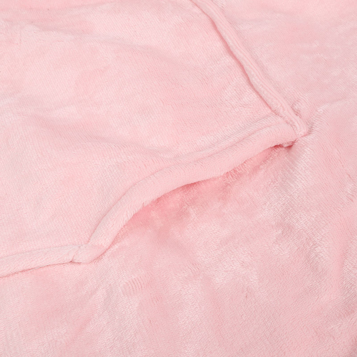 Hooded Blanket Fleece Flannel Hoodie Warm Clothes with Pocket Oversized Free SizePink