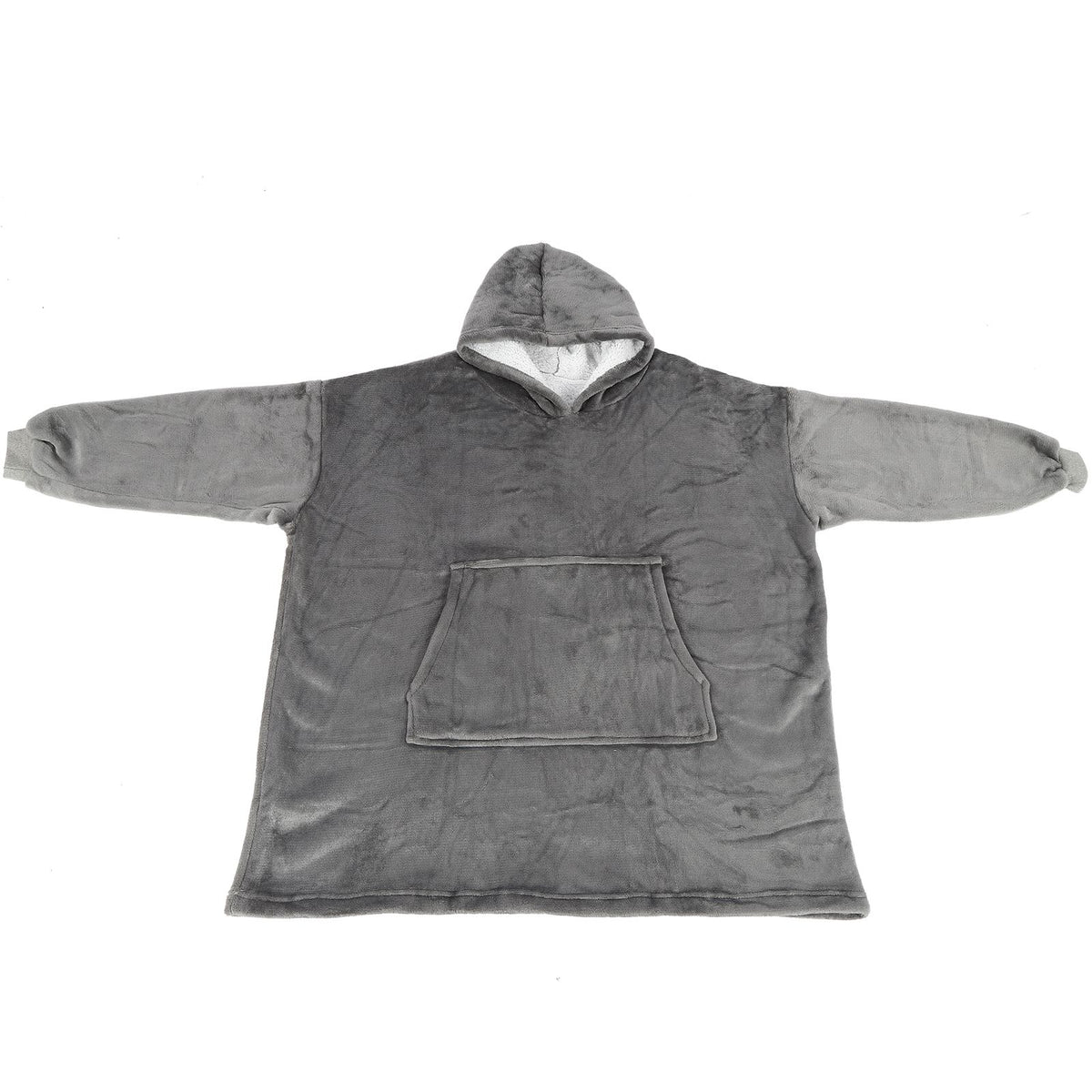 Hooded Blanket Fleece Flannel Hoodie Warm Clothes with Pocket Oversized Free SizeGray
