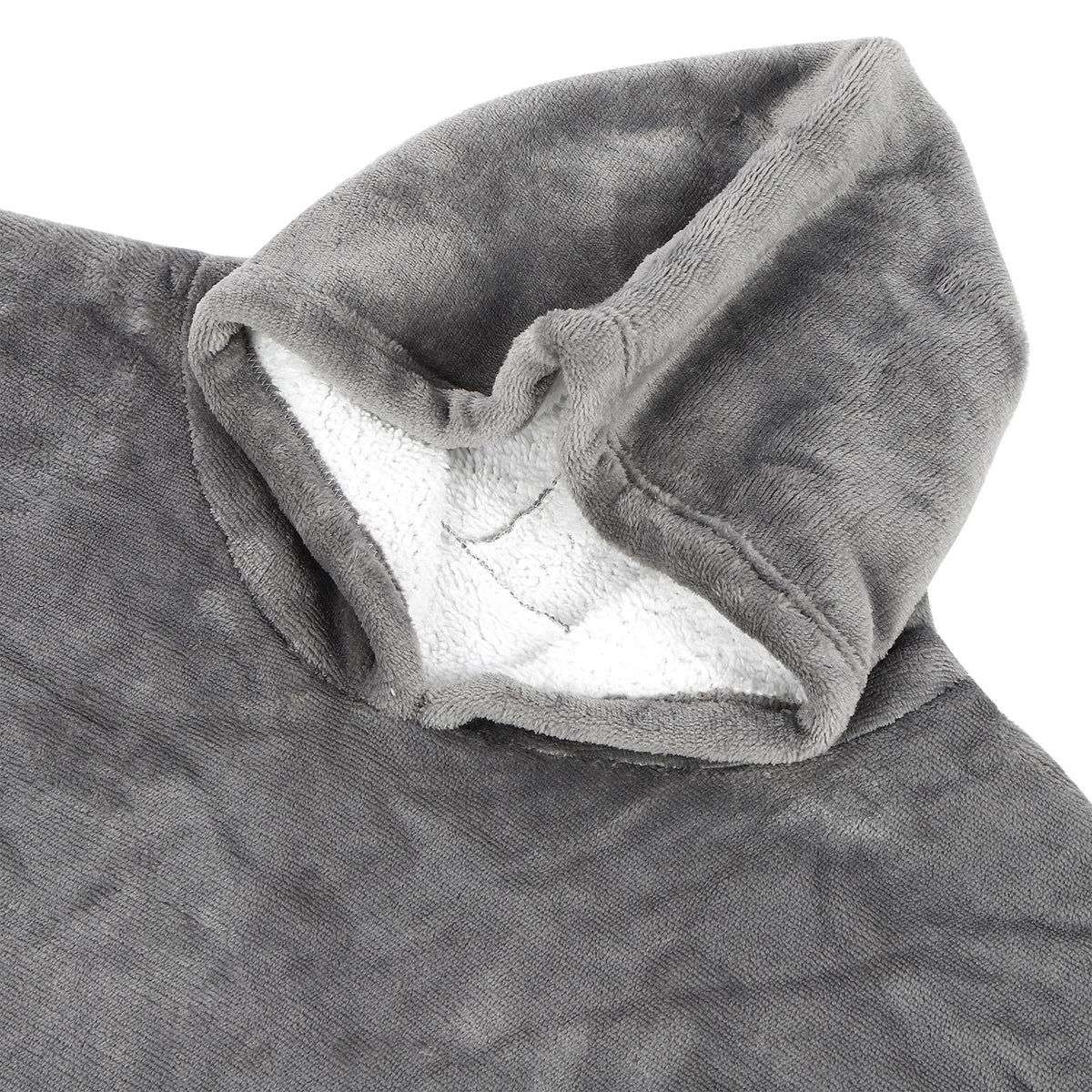 Hooded Blanket Fleece Flannel Hoodie Warm Clothes with Pocket Oversized Free SizeGray