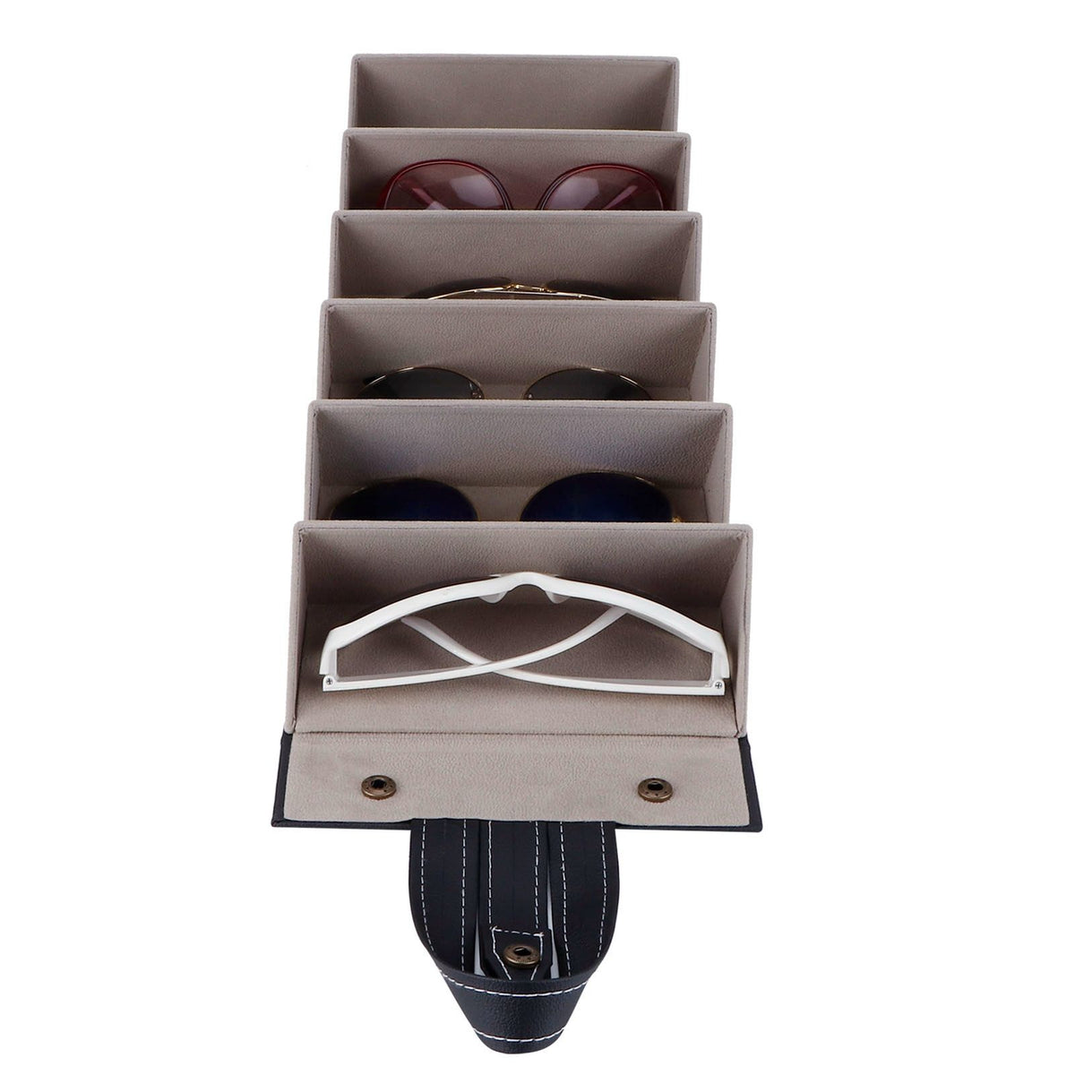 6 Slots Foldable Sunglasses Eyeglasses Travel Organizer Case Container Hanging HolderBlack