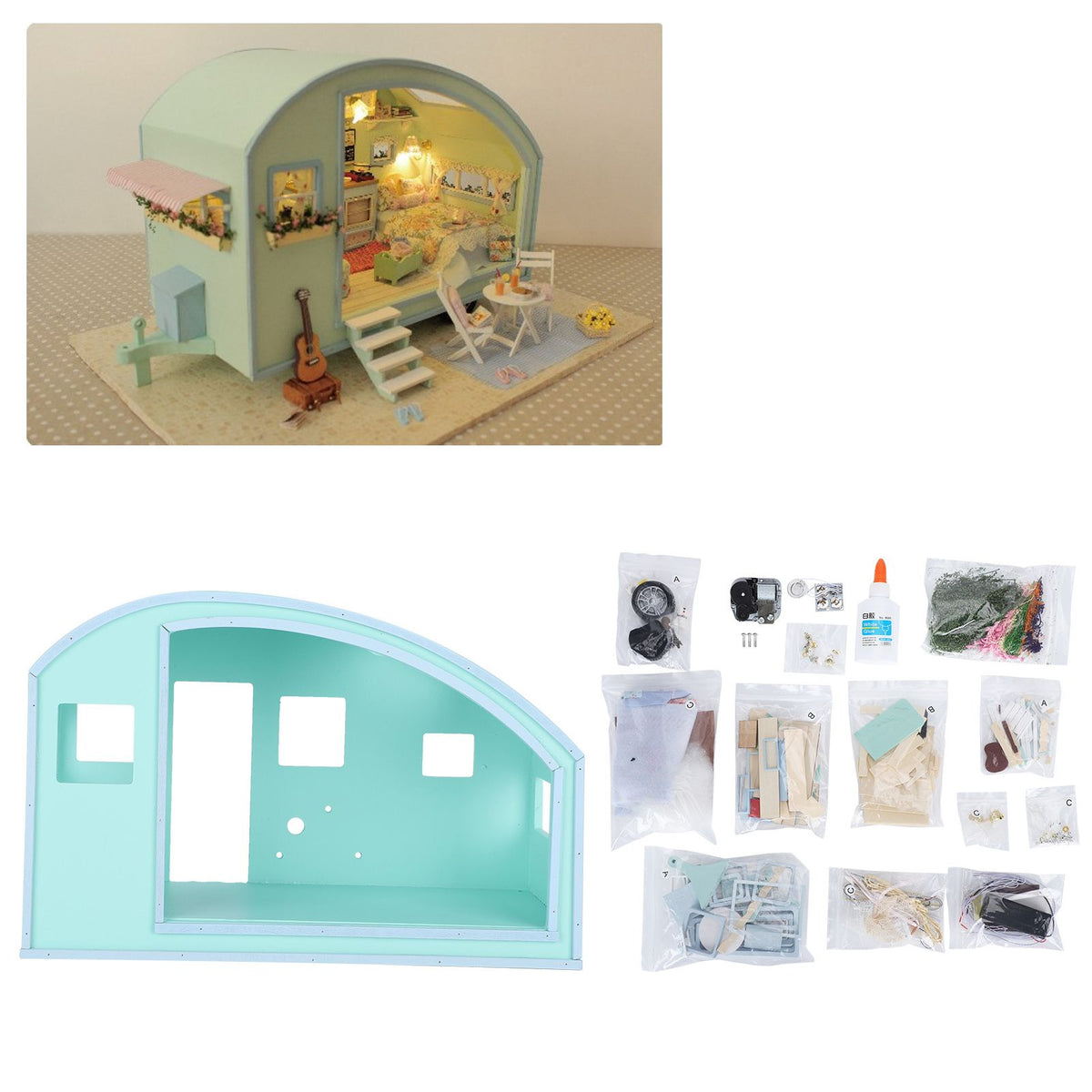DIY Dollhouse Wood Miniature Furniture Kit with Musical Movement Valentine's Day Birthday Gifts