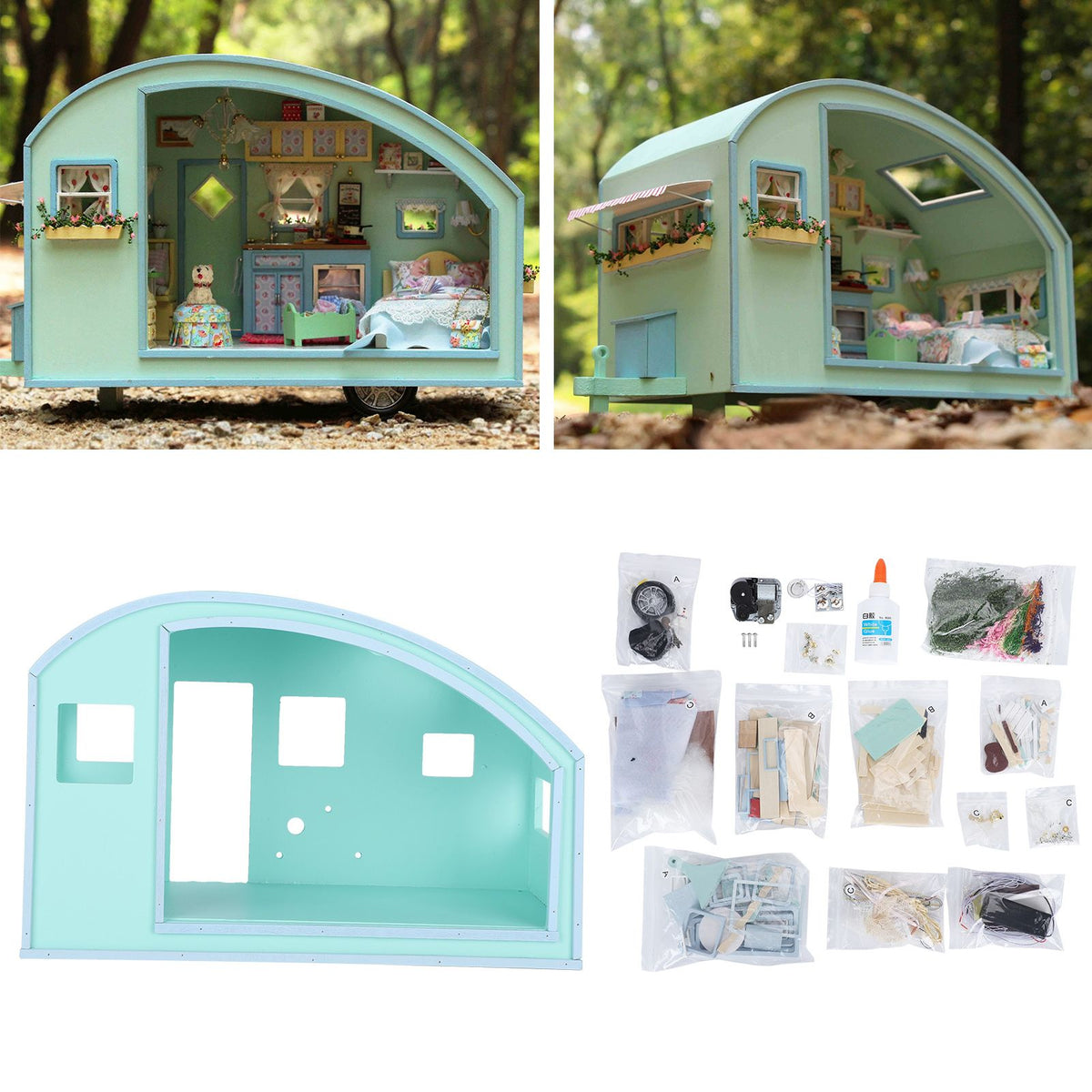 DIY Dollhouse Wood Miniature Furniture Kit with Musical Movement Valentine's Day Birthday Gifts