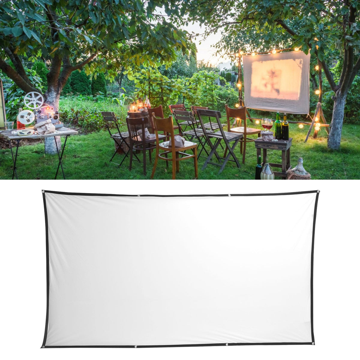 High Definition Projector Screen Foldable Portable Projection Mini Screen for Home Office100 Inch 211x125cm