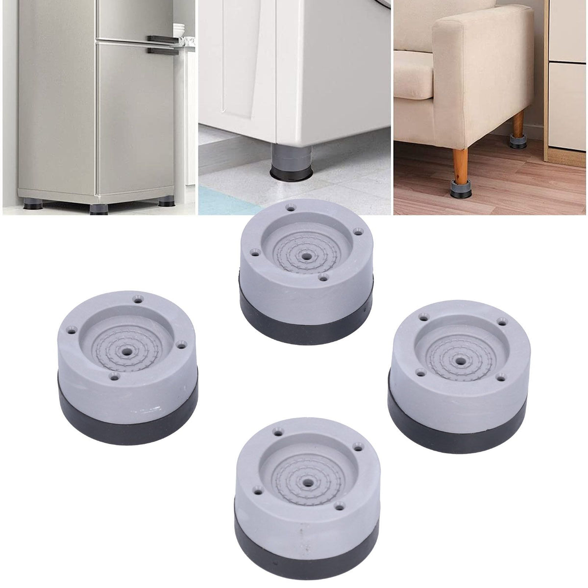 4Pcs Anti Vibration Rubber Foot Pad Universal Washing Machine Support Reduce Noise 4cm Gray
