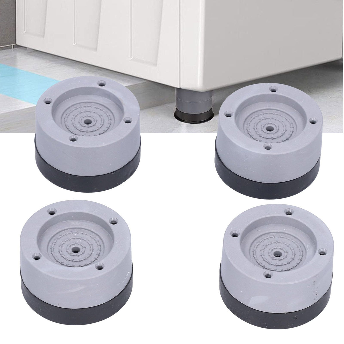 4Pcs Anti Vibration Rubber Foot Pad Universal Washing Machine Support Reduce Noise 4cm Gray