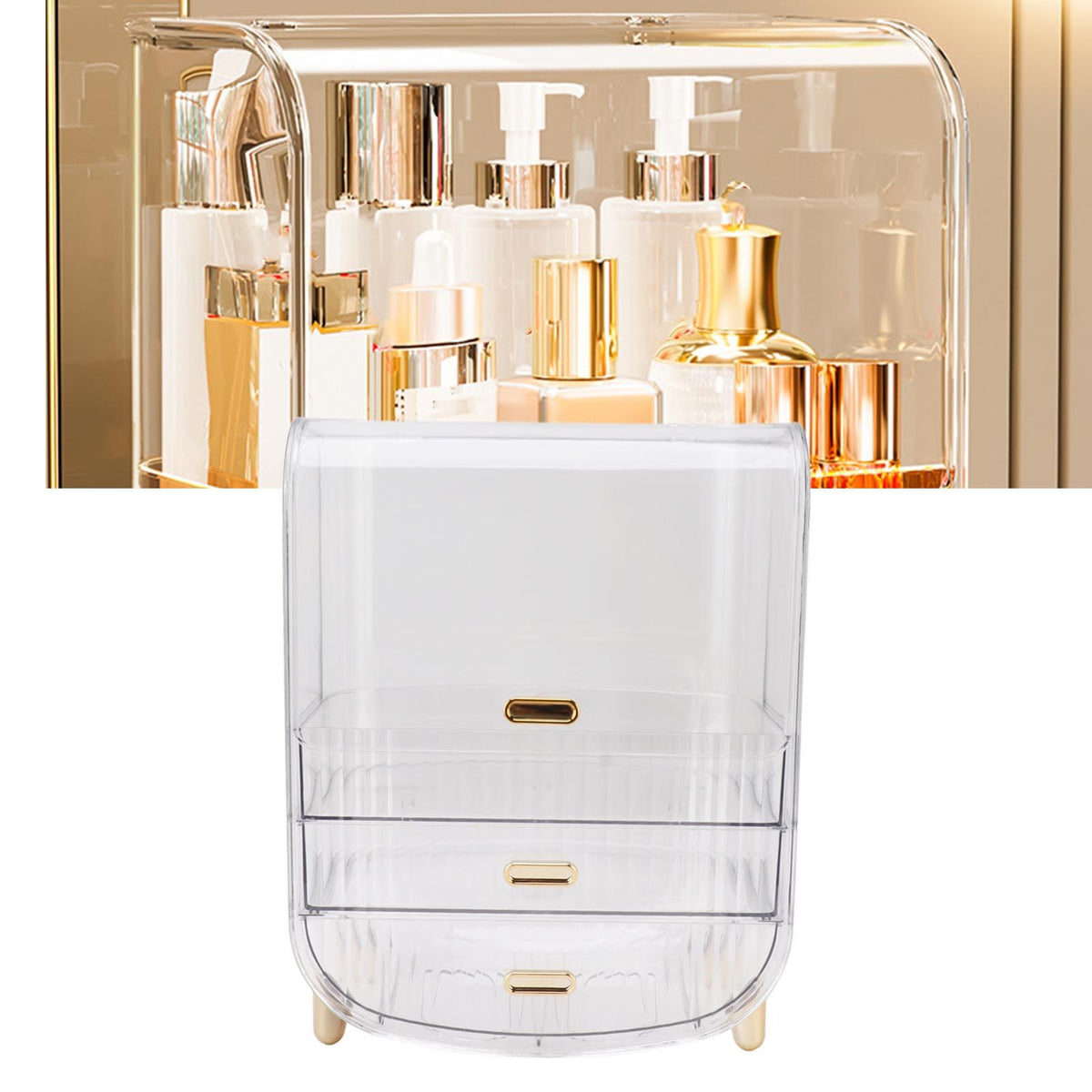 Beauty Organizer Home Dormitory Dresser Storage Case Facial Mask Lipstick Lid Drawers Commodity Shelf Transparent