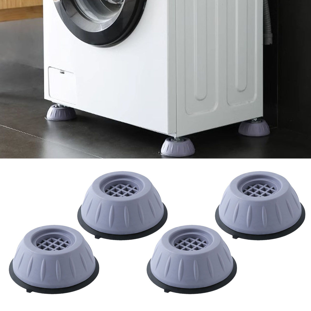4 Pcs Grey Drum Washer Base Rack Universal Anti Slip Anti Vibration Heighten Washer Refrigerator Base Pad