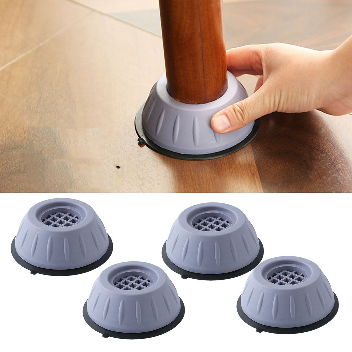 4 Pcs Grey Drum Washer Base Rack Universal Anti Slip Anti Vibration Heighten Washer Refrigerator Base Pad