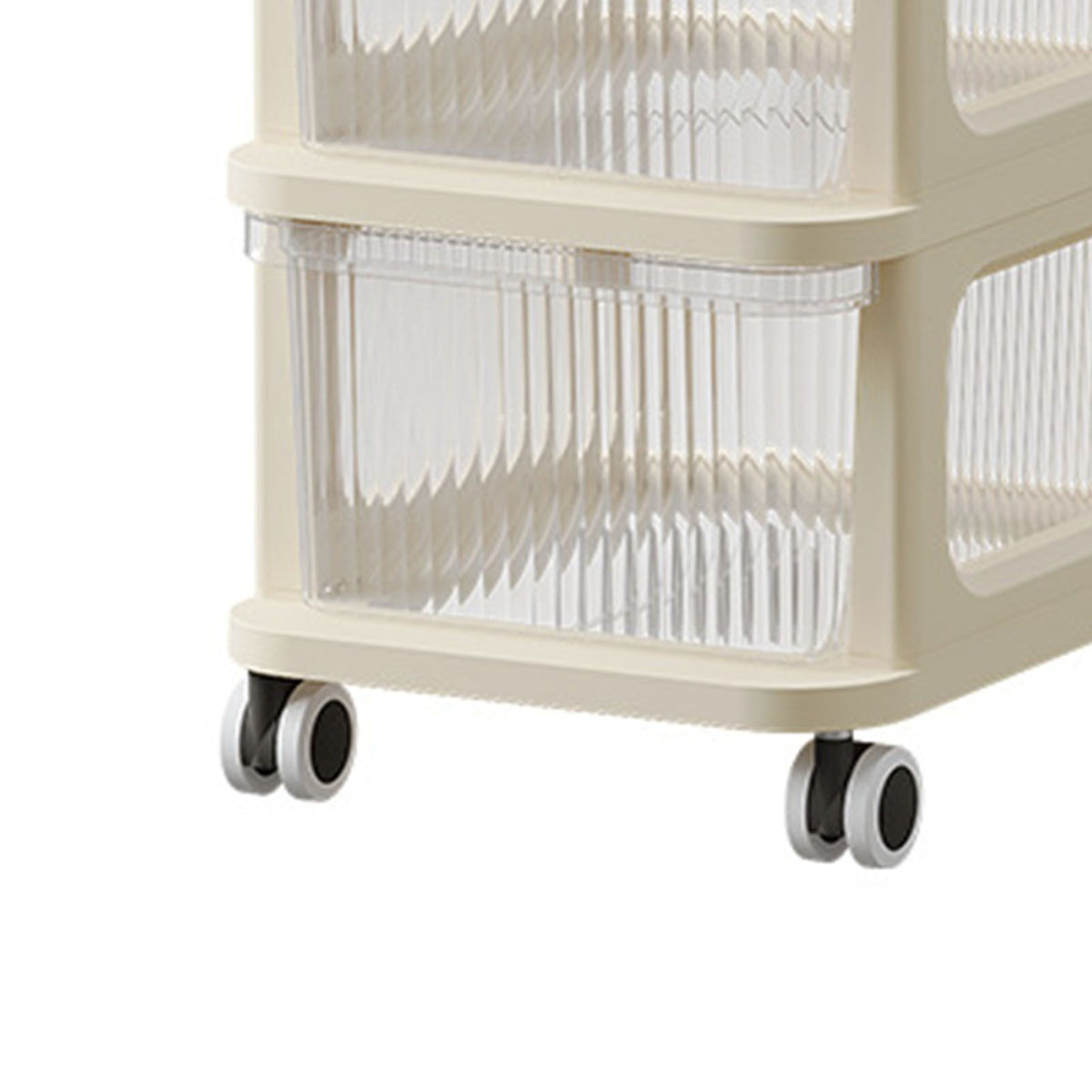 Rolling Cart with Clear Drawer Multifunction Rolling Storage Cart Organizer with Wheels for Bedroom Kitchen Office 3 Layer