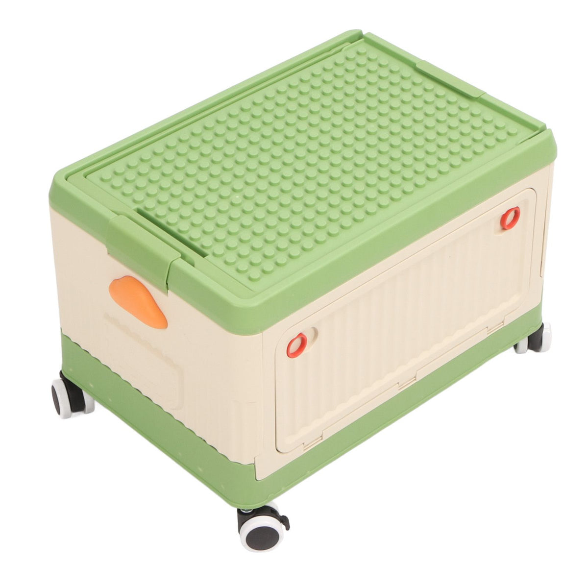 Rolling Toy Storage Bin Toy Storage Organizer Bin with Lid Wheels Children Building Blocks Organizer Green