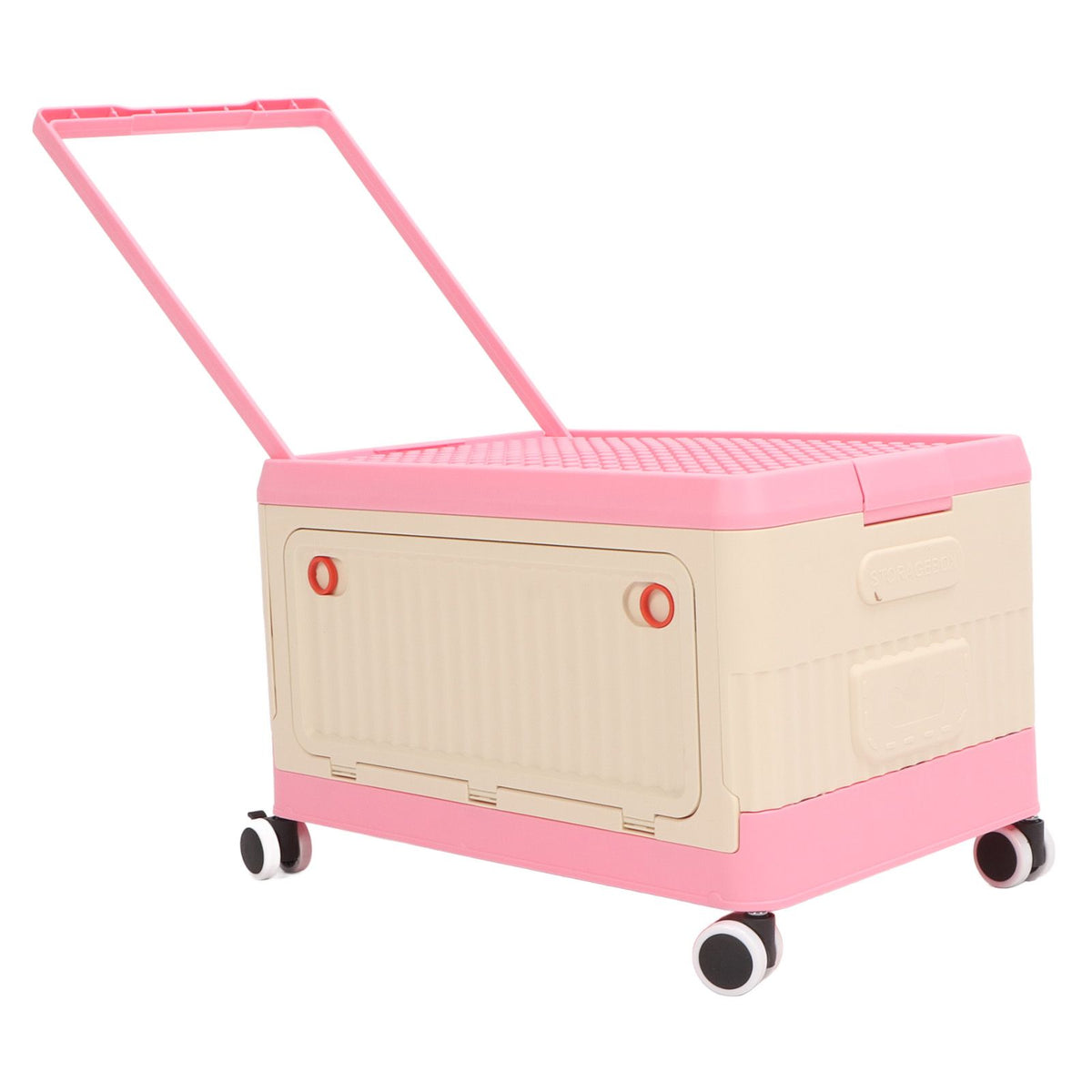 Rolling Toy Storage Bin Toy Storage Organizer Bin with Lid Wheels Children Building Blocks Organizer Pink