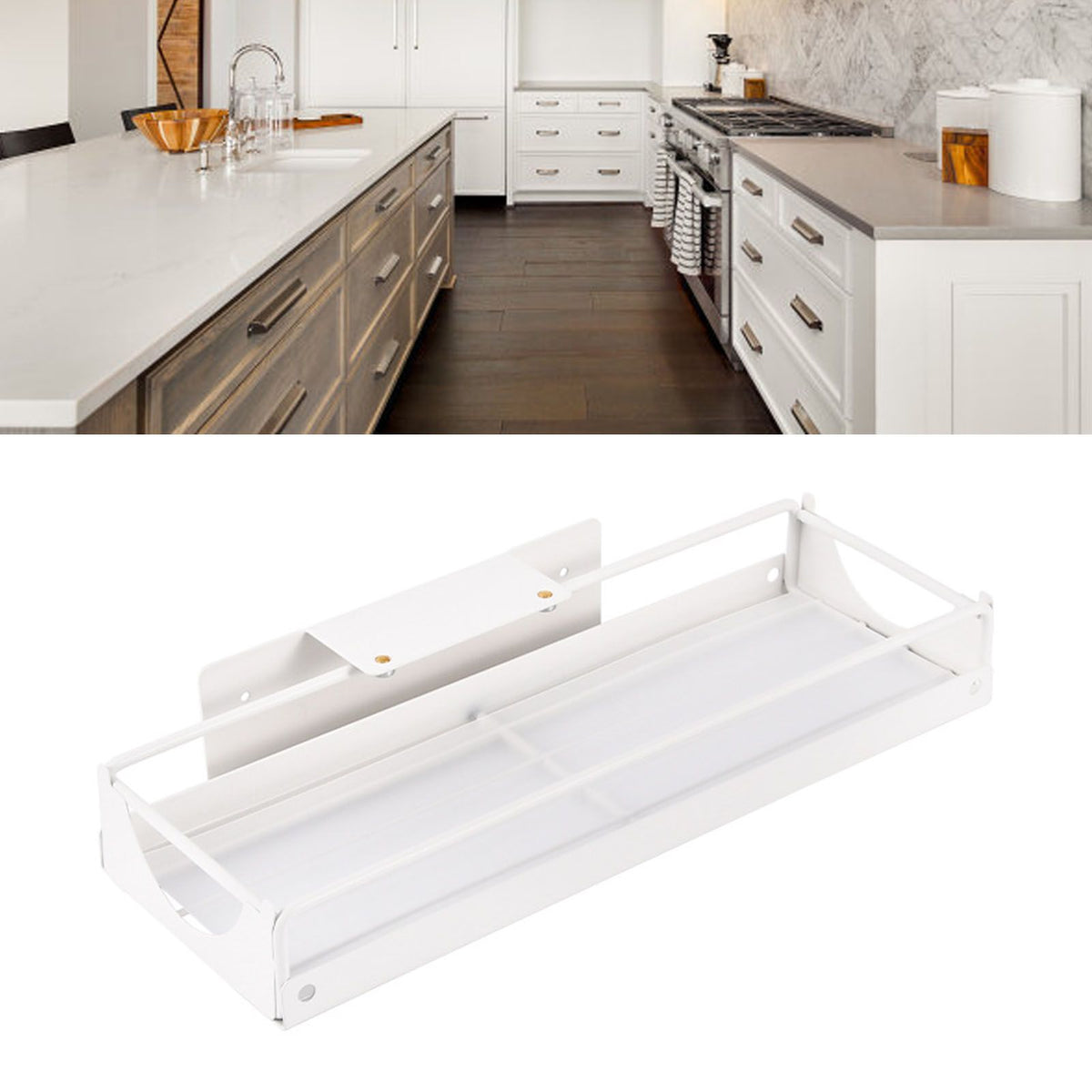 Pull Out Cabinet Organizer Carbon Steel Under Sink Side Sliding Basket Slide Out Storage Shelf with Strong Adhesive for Kitchen Bathroom Pantry