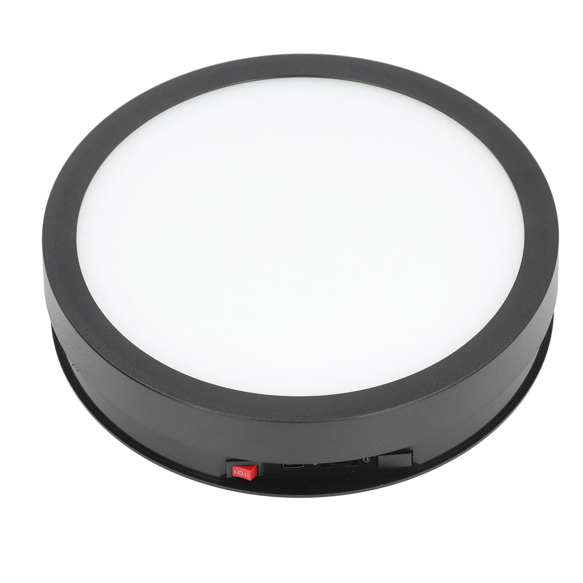 360 Degree Rotating Display Stand Speed and Direction Adjustable USB Powered 22cm Electric Rotating Turntable with Colorful Light Black