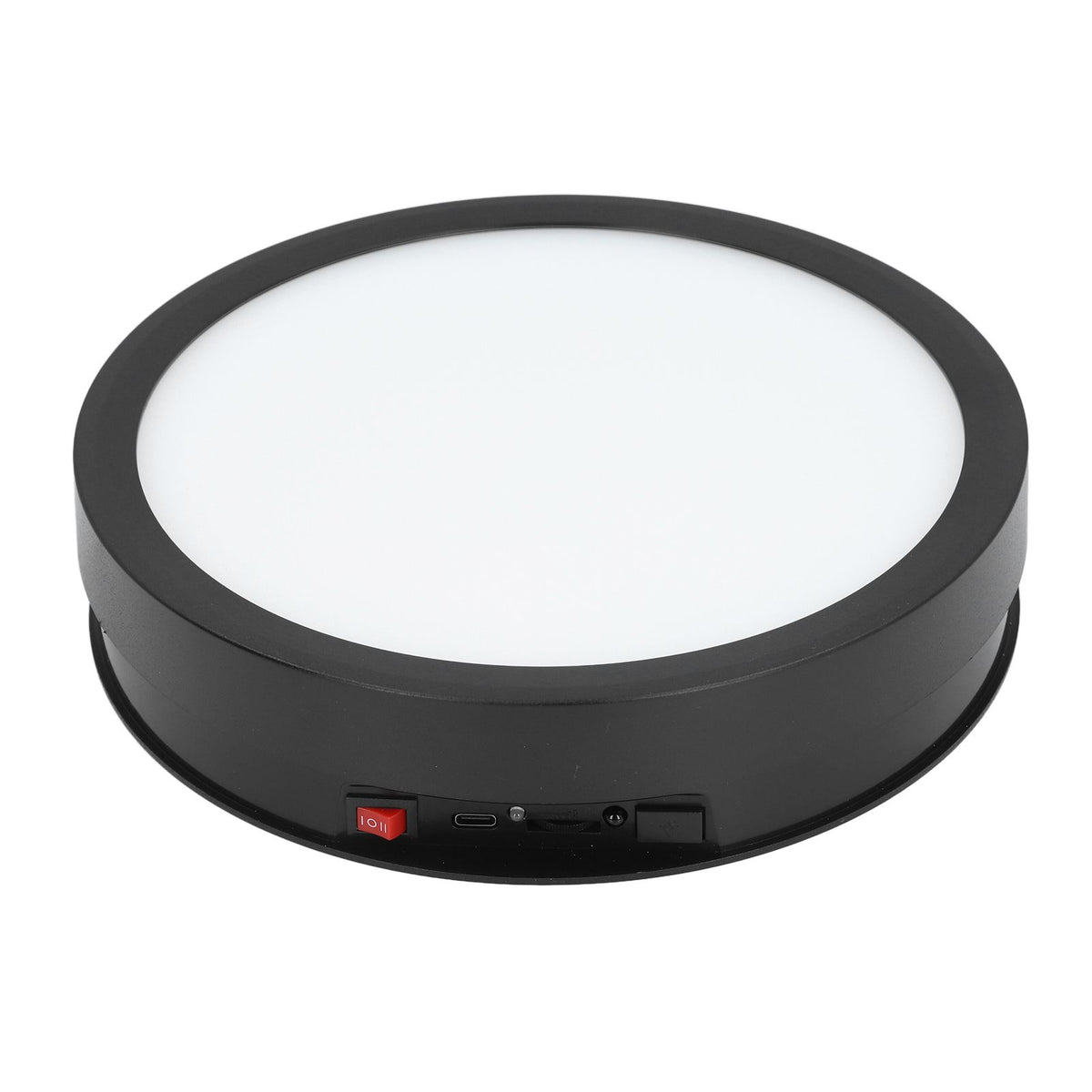 360 Degree Rotating Display Stand Speed and Direction Adjustable USB Powered 22cm Electric Rotating Turntable with Colorful Light Black