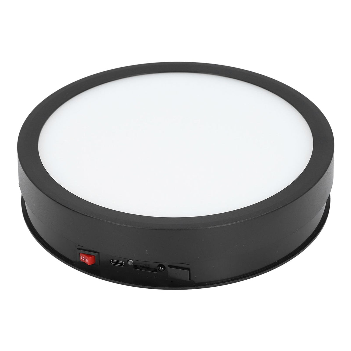 360 Degree Rotating Display Stand Speed and Direction Adjustable USB Powered 22cm Electric Rotating Turntable with Colorful Light Black