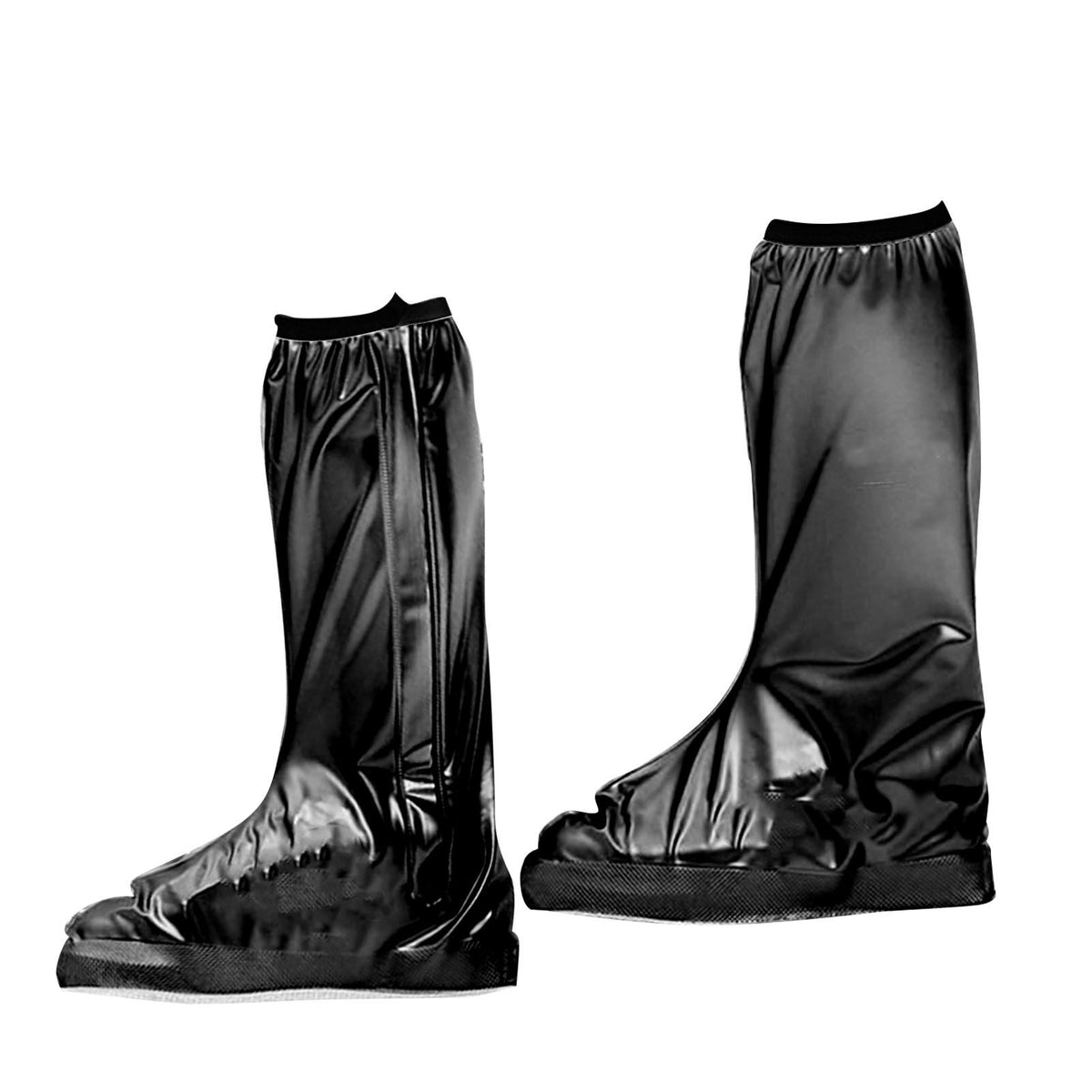 Rain Shoe Cover PVC High Waterproof Thickened Sole Anti Slip Foldable Rain Boot Shoe Cover for Men Women Outdoor Black XXL