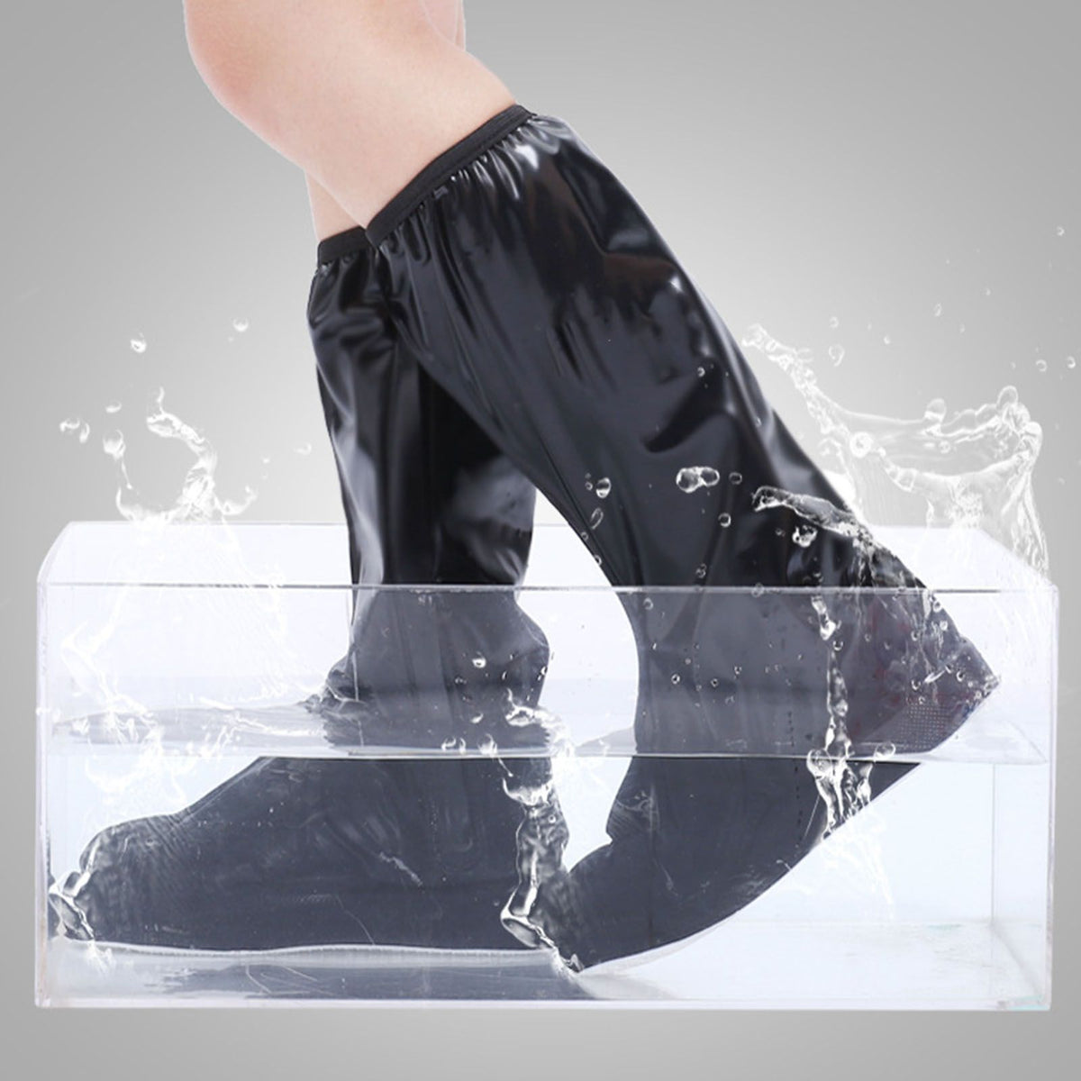 Rain Shoe Cover PVC High Waterproof Thickened Sole Anti Slip Foldable Rain Boot Shoe Cover for Men Women Outdoor Black XXL